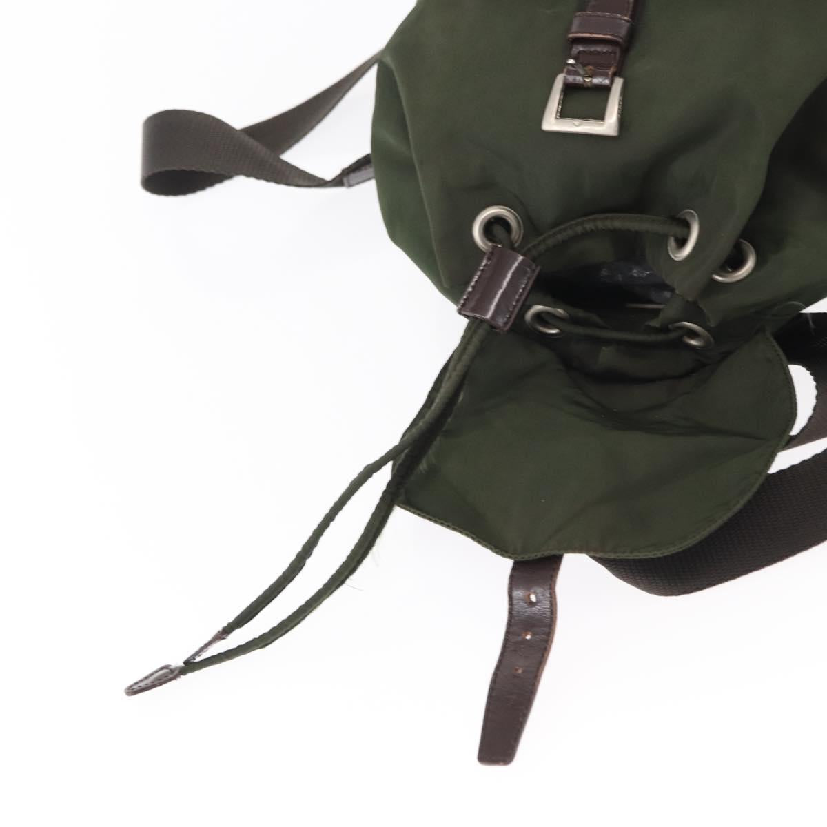 PRADA Backpack Nylon Khaki Silver Auth BA7769