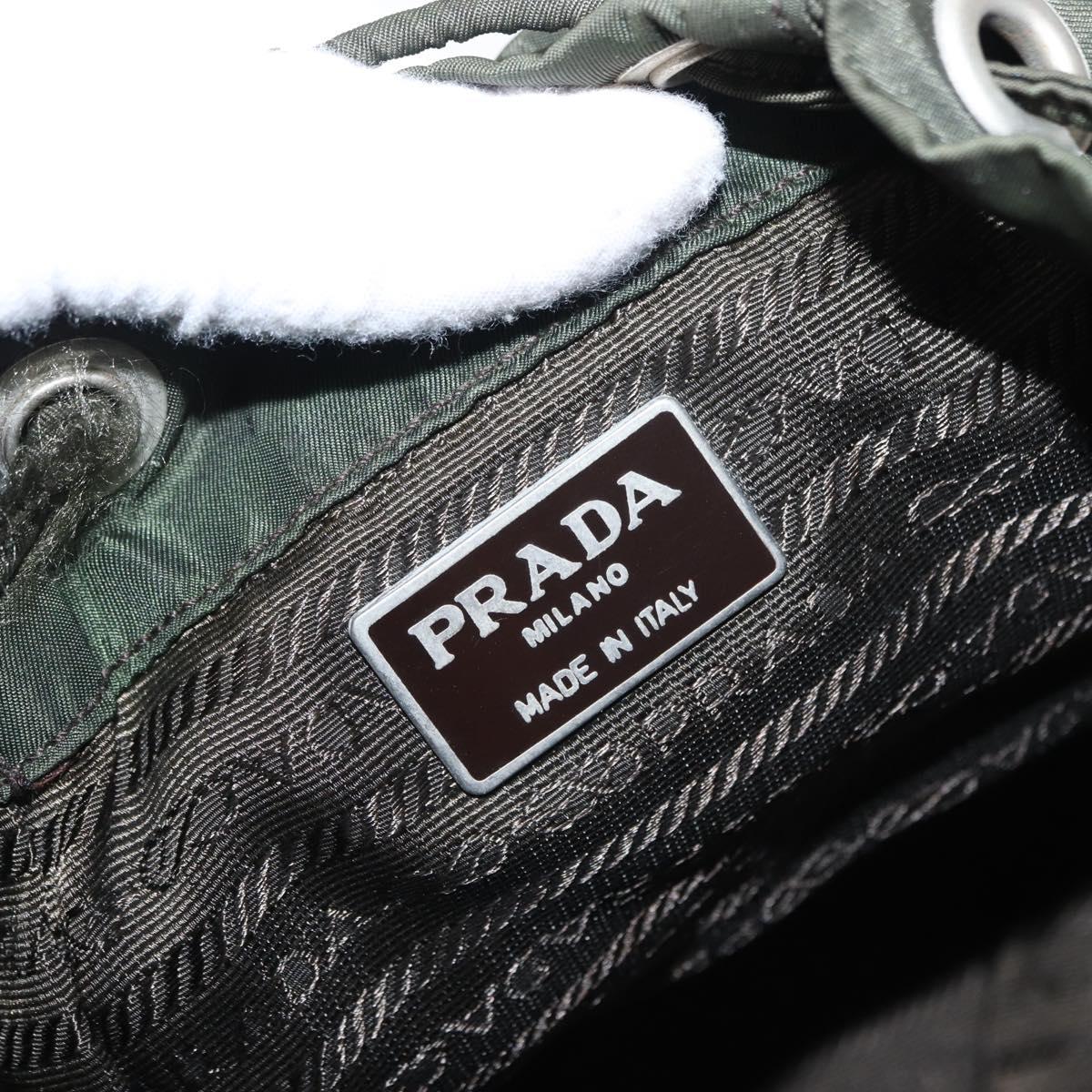 PRADA Backpack Nylon Khaki Silver Auth BA7769