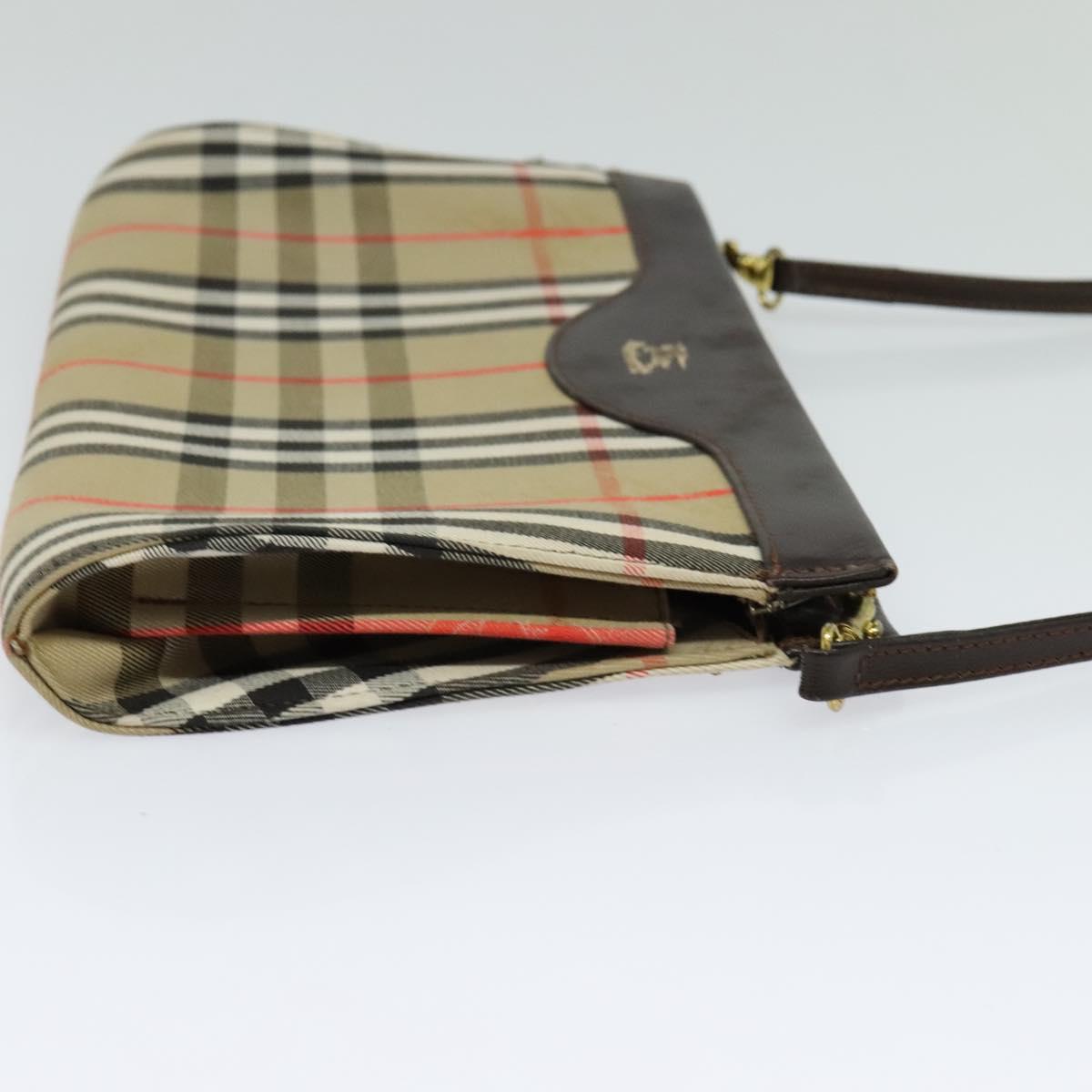 Burberrys Nova Check Shoulder Bag Canvas Beige Gold Auth BA777