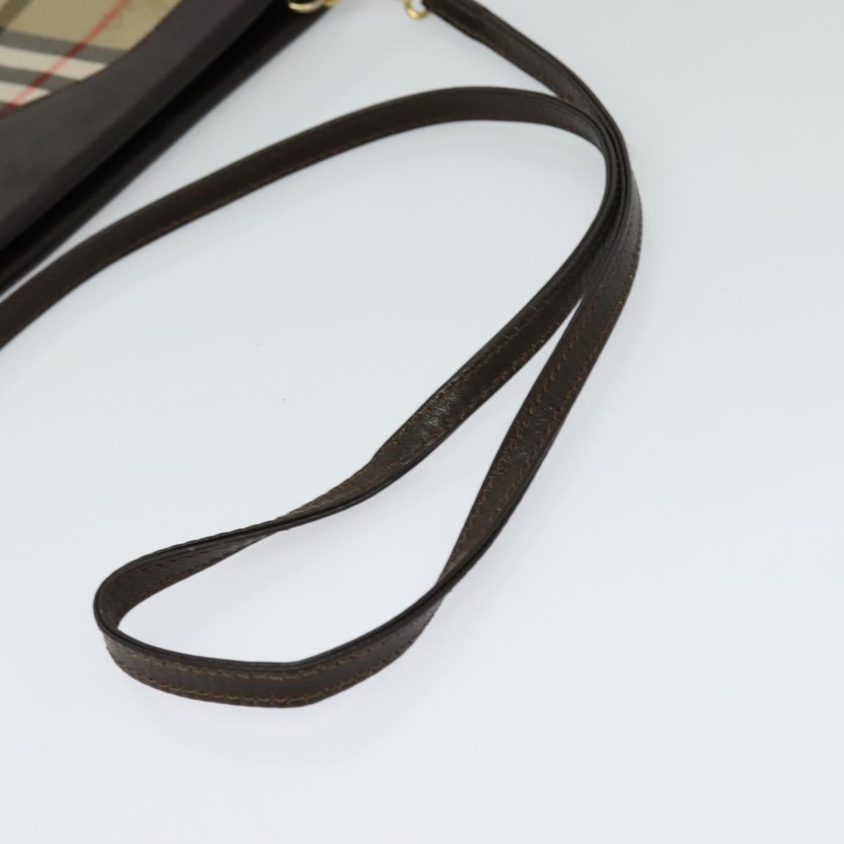Burberrys Nova Check Shoulder Bag Canvas Beige Gold Auth BA777