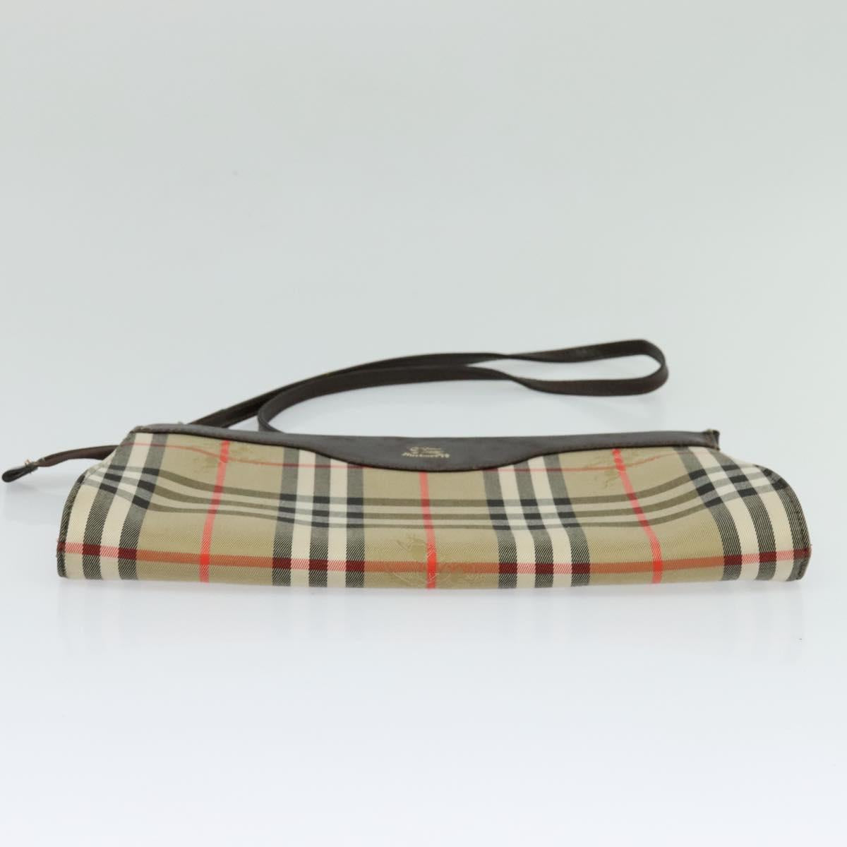 Burberrys Nova Check Shoulder Bag Canvas Beige Gold Auth BA777