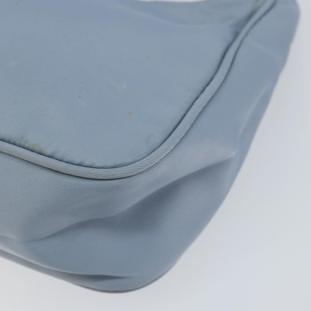 PRADA Hand Bag Nylon Light Blue Silver Auth BA7770