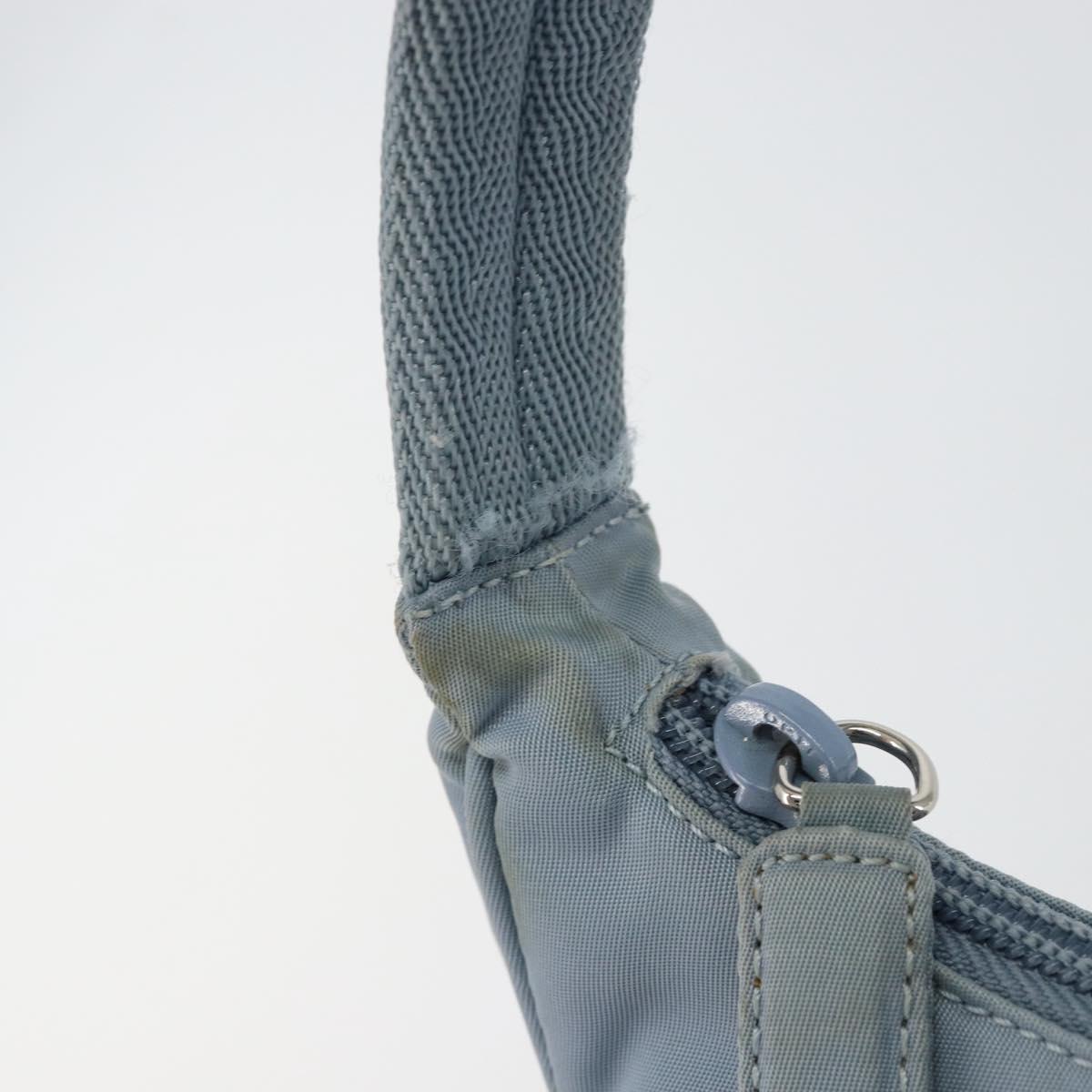 PRADA Hand Bag Nylon Light Blue Silver Auth BA7770
