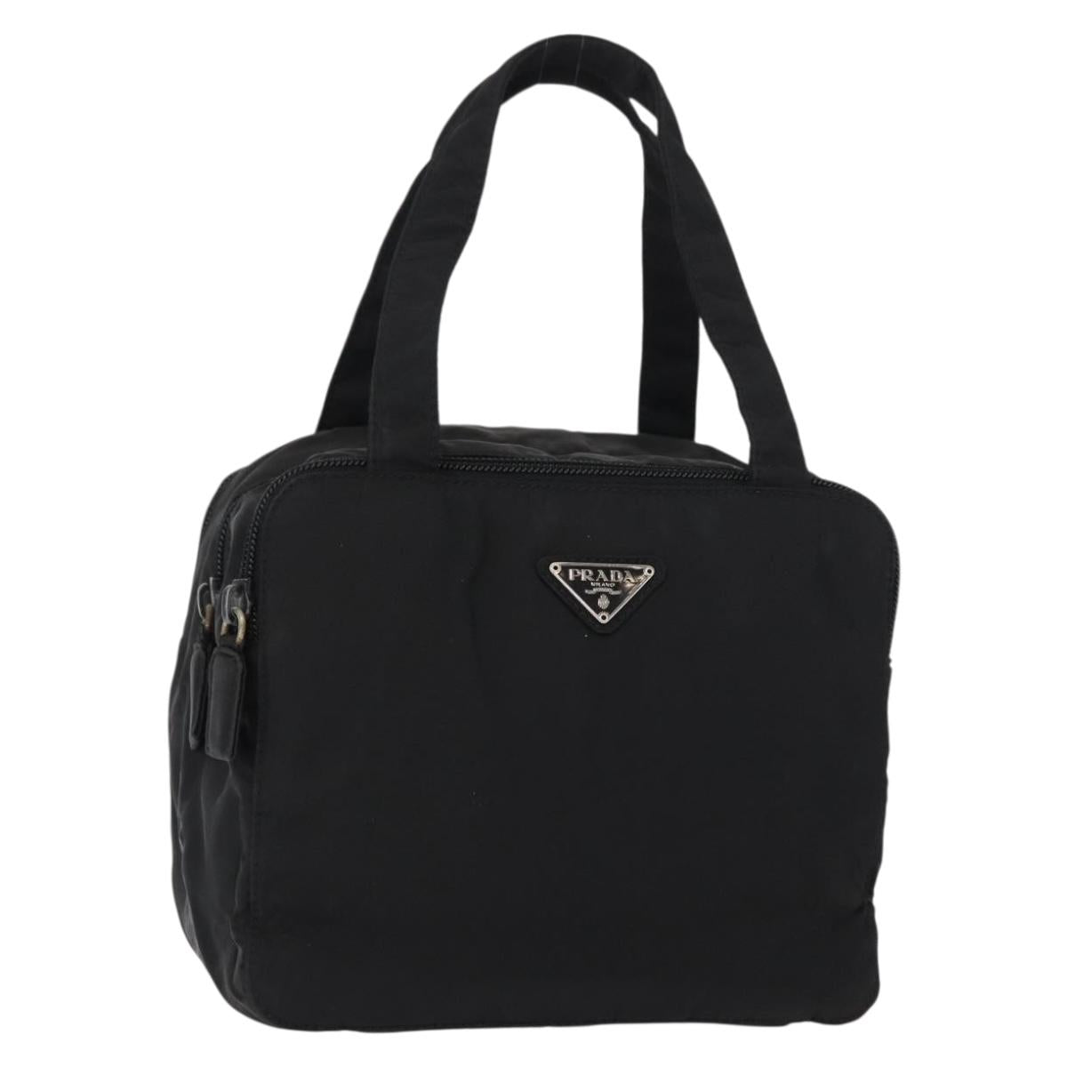 PRADA Hand Bag Nylon Black Silver Auth BA7771