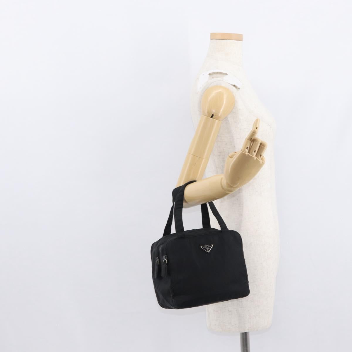 PRADA Hand Bag Nylon Black Silver Auth BA7771