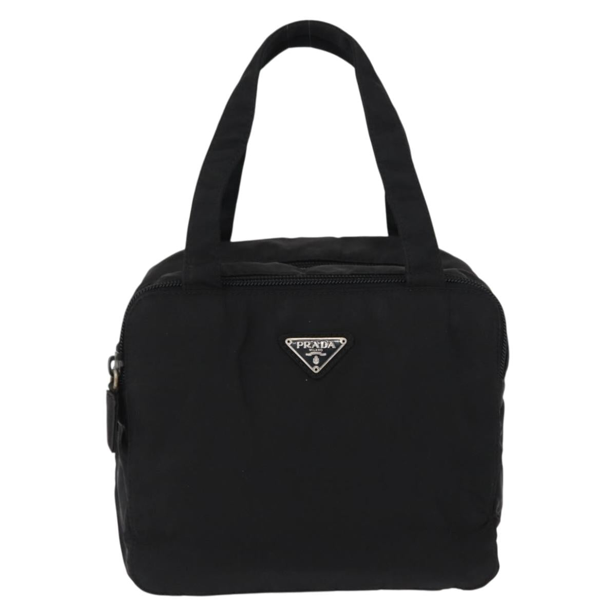 PRADA Hand Bag Nylon Black Silver Auth BA7771