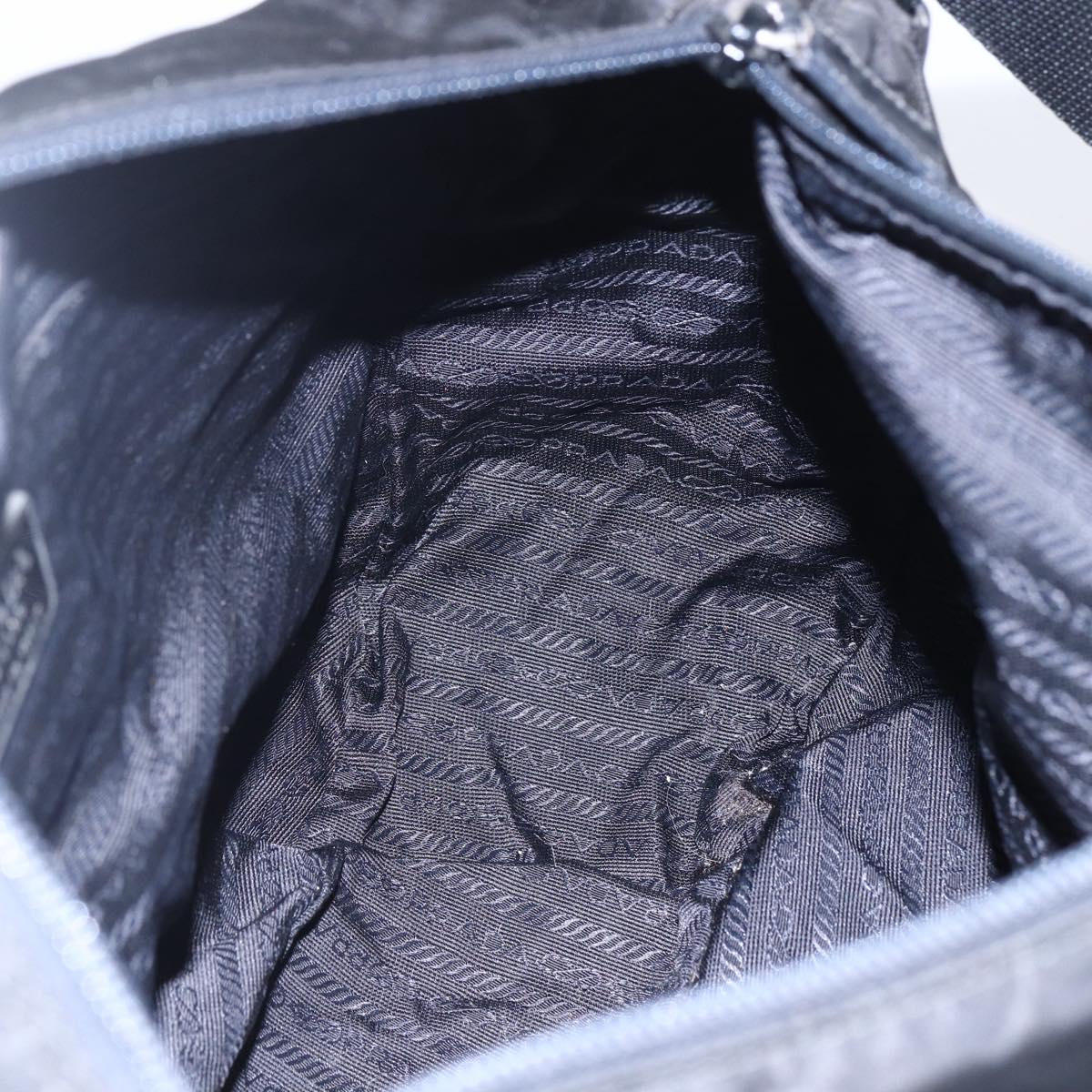 PRADA Shoulder Bag Nylon Black Silver Auth BA7772