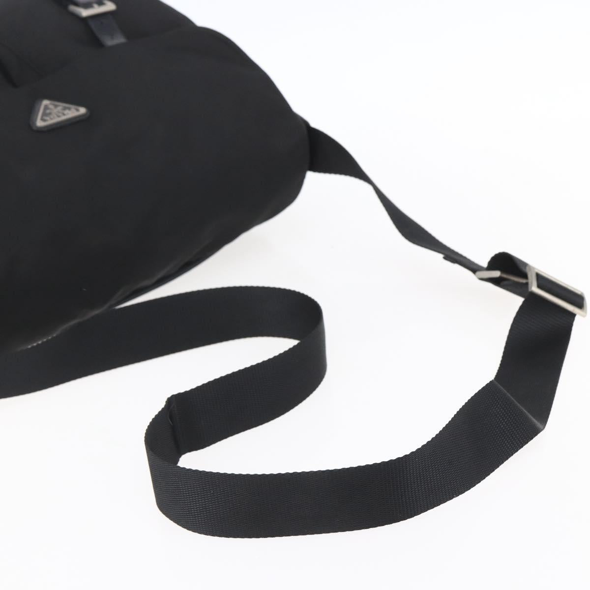 PRADA Shoulder Bag Nylon Black Silver Auth BA7772