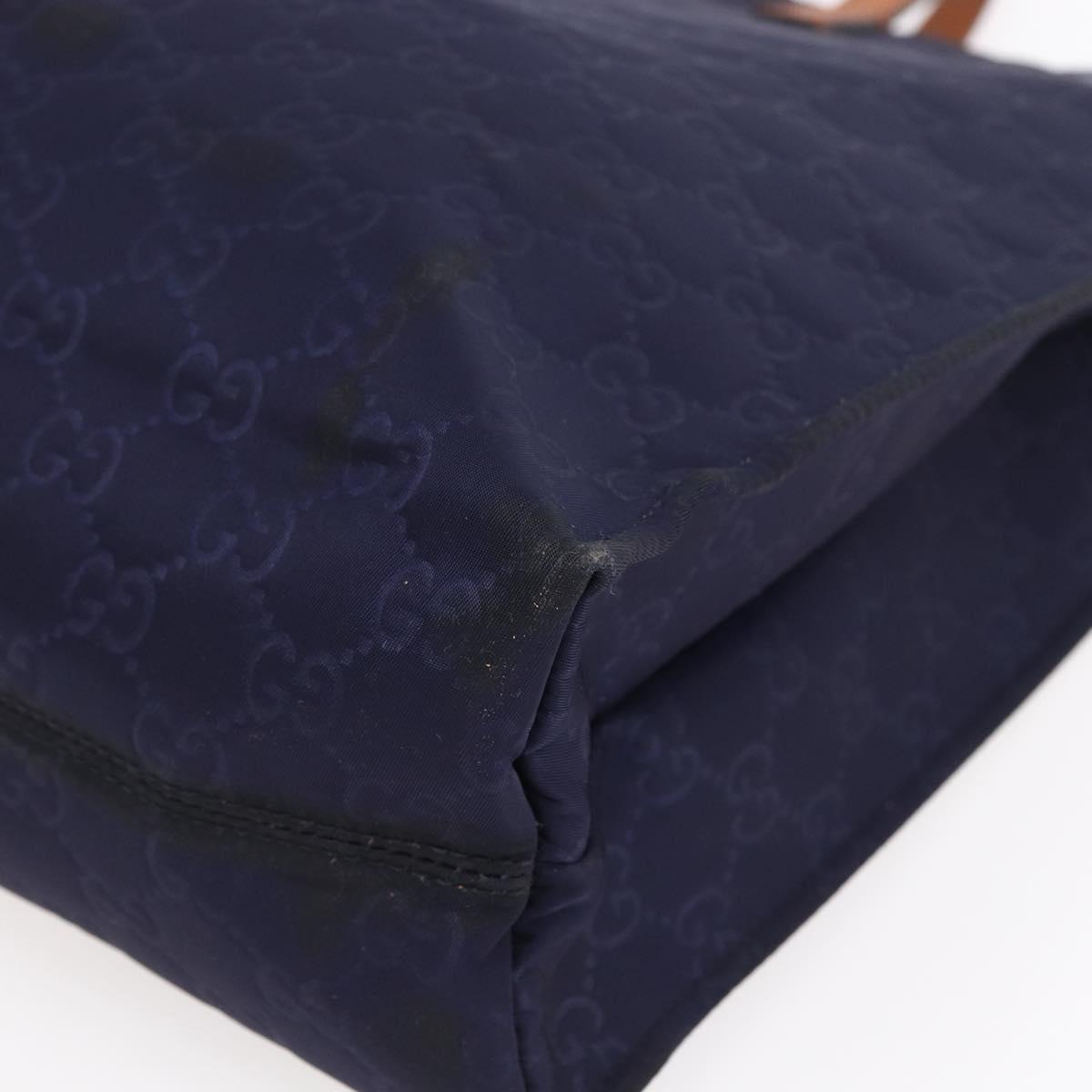 GUCCI GG Canvas Tote Bag Nylon Navy 355732 Auth BA7774