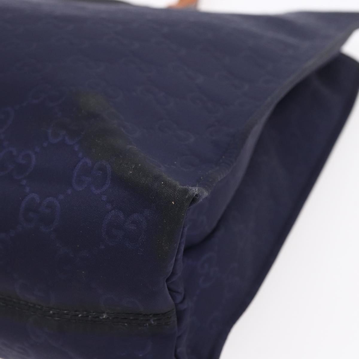 GUCCI GG Canvas Tote Bag Nylon Navy 355732 Auth BA7774