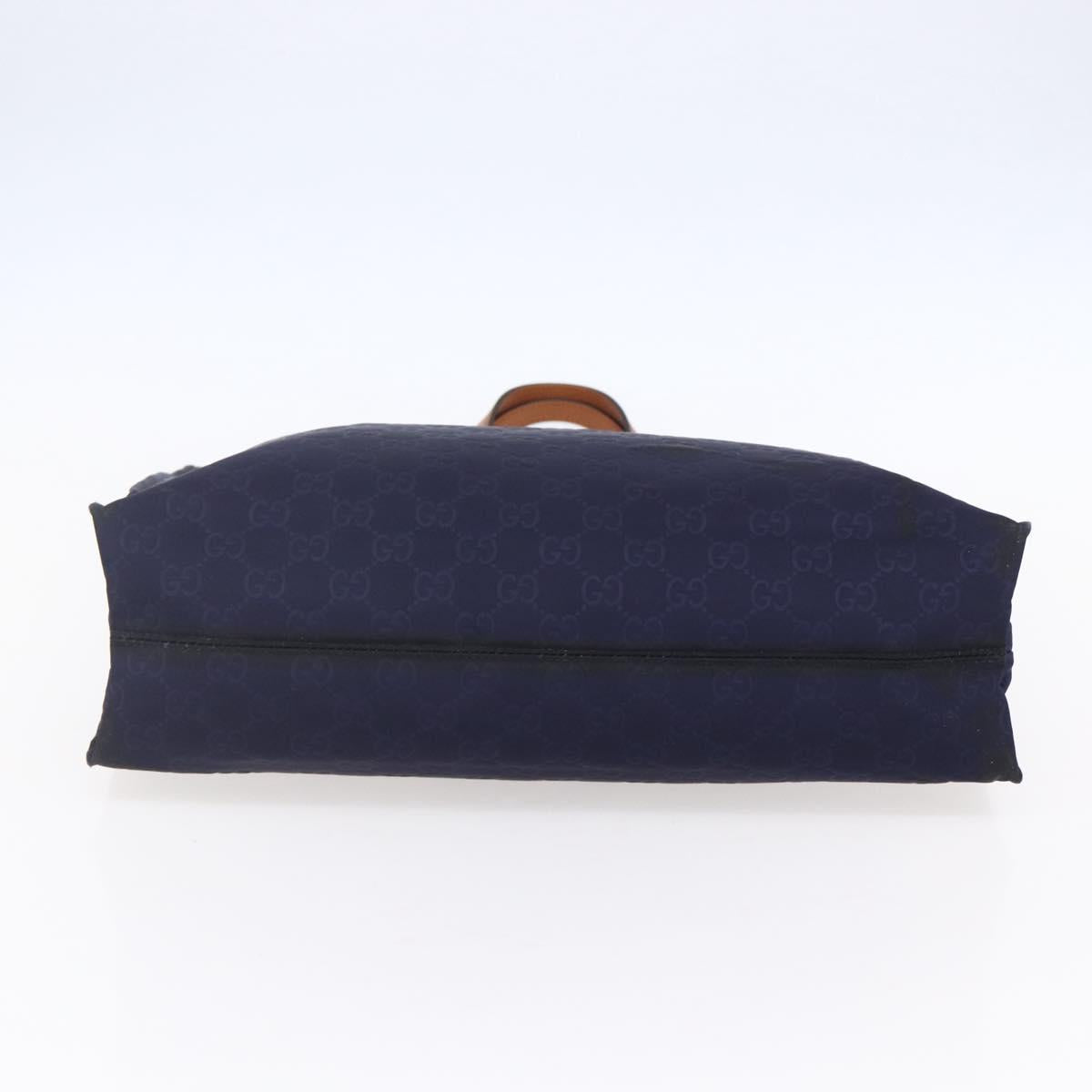 GUCCI GG Canvas Tote Bag Nylon Navy 355732 Auth BA7774