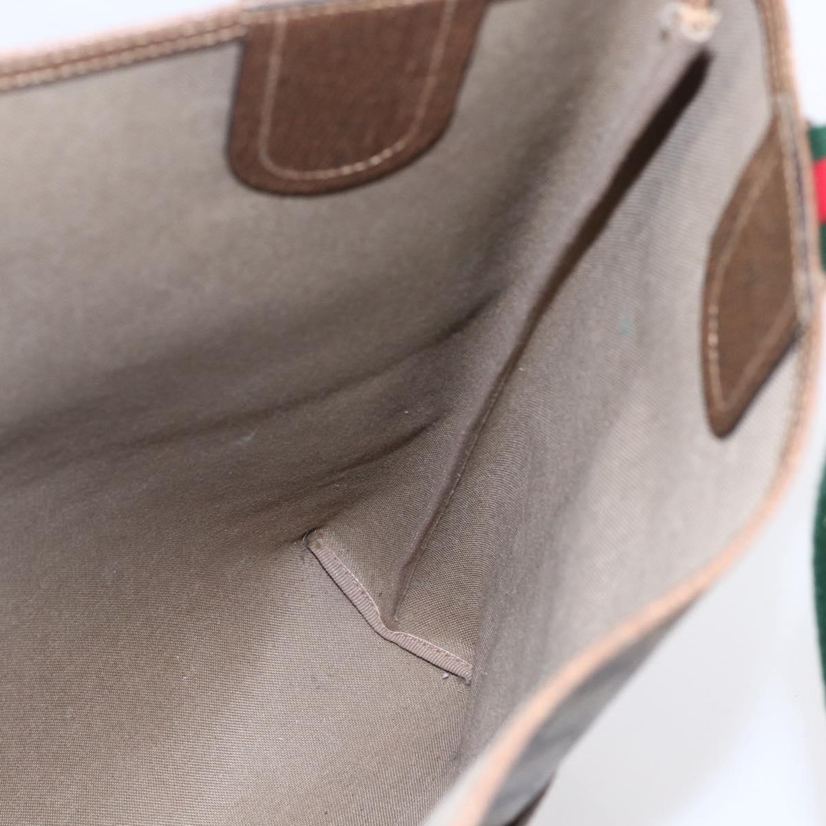 GUCCI GG Supreme Web Sherry Line Tote Bag PVC Beige Red 378 02 003 Auth BA7777