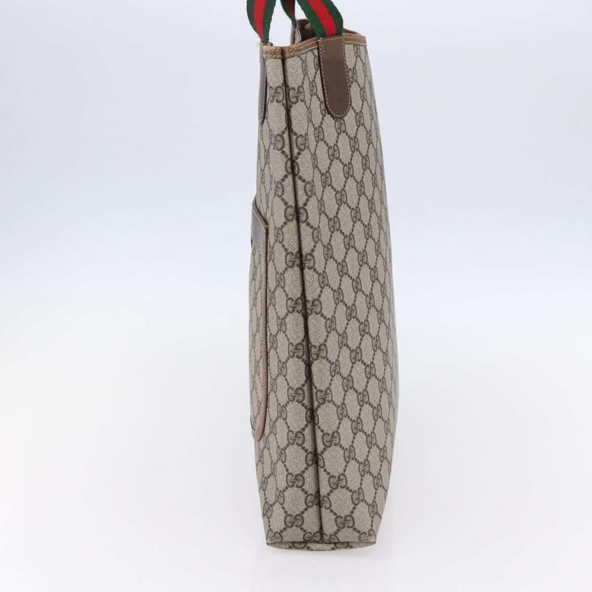 GUCCI GG Supreme Web Sherry Line Tote Bag PVC Beige Red 378 02 003 Auth BA7777