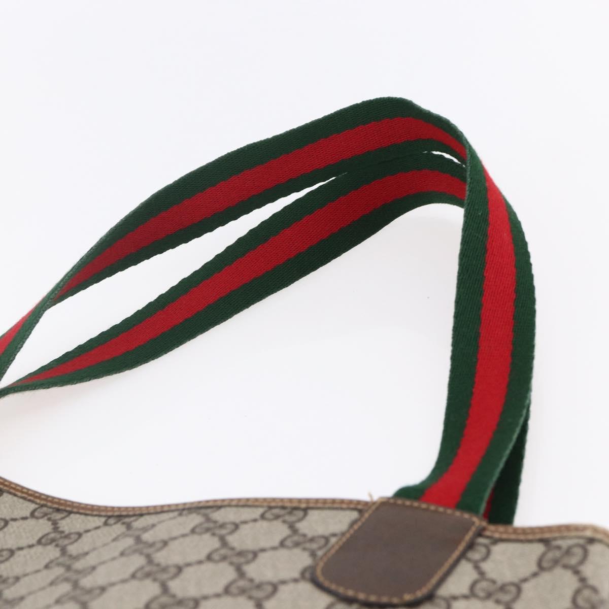 GUCCI GG Supreme Web Sherry Line Tote Bag PVC Beige Red 378 02 003 Auth BA7777