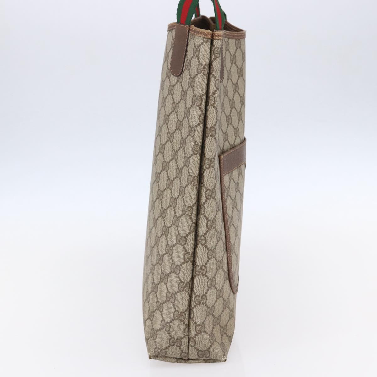 GUCCI GG Supreme Web Sherry Line Tote Bag PVC Beige Red 378 02 003 Auth BA7779