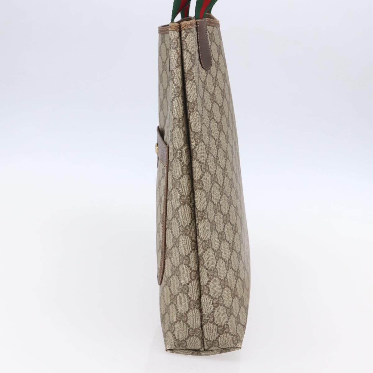 GUCCI GG Supreme Web Sherry Line Tote Bag PVC Beige Red 378 02 003 Auth BA7779