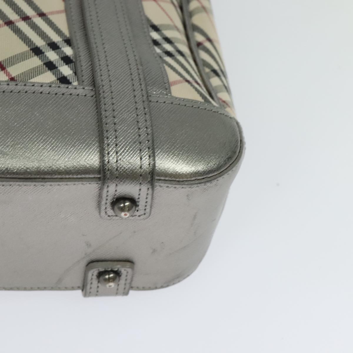 BURBERRY Nova Check Shoulder Bag Canvas Beige Silver Auth BA778