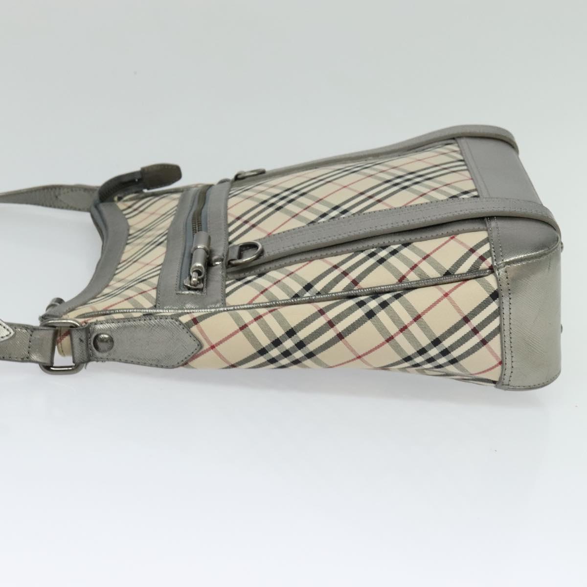 BURBERRY Nova Check Shoulder Bag Canvas Beige Silver Auth BA778