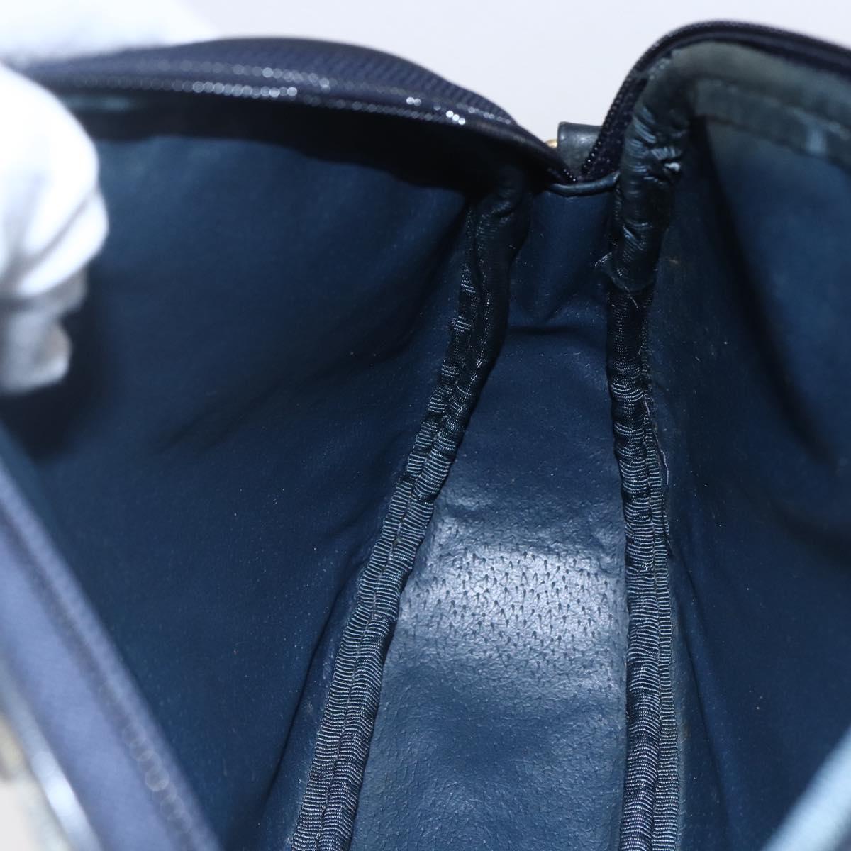 GUCCI Micro GG Supreme Shoulder Bag PVC Navy Gold Auth BA7782