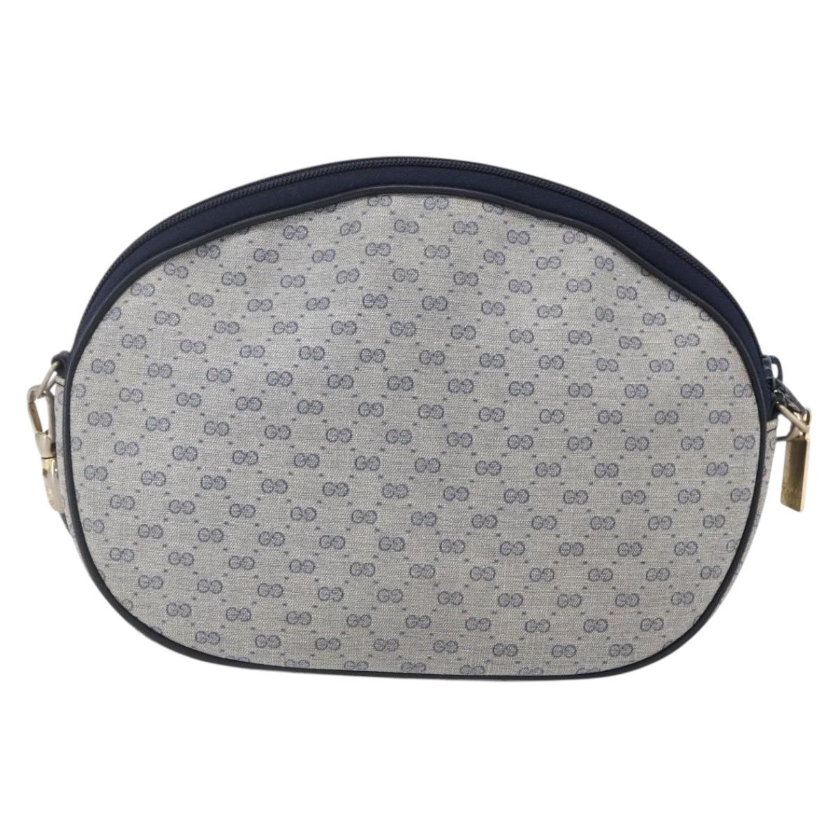 GUCCI Micro GG Supreme Shoulder Bag PVC Navy Gold Auth BA7782
