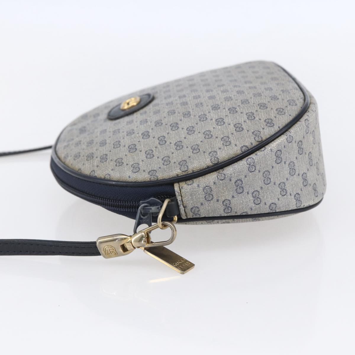 GUCCI Micro GG Supreme Shoulder Bag PVC Navy Gold Auth BA7782