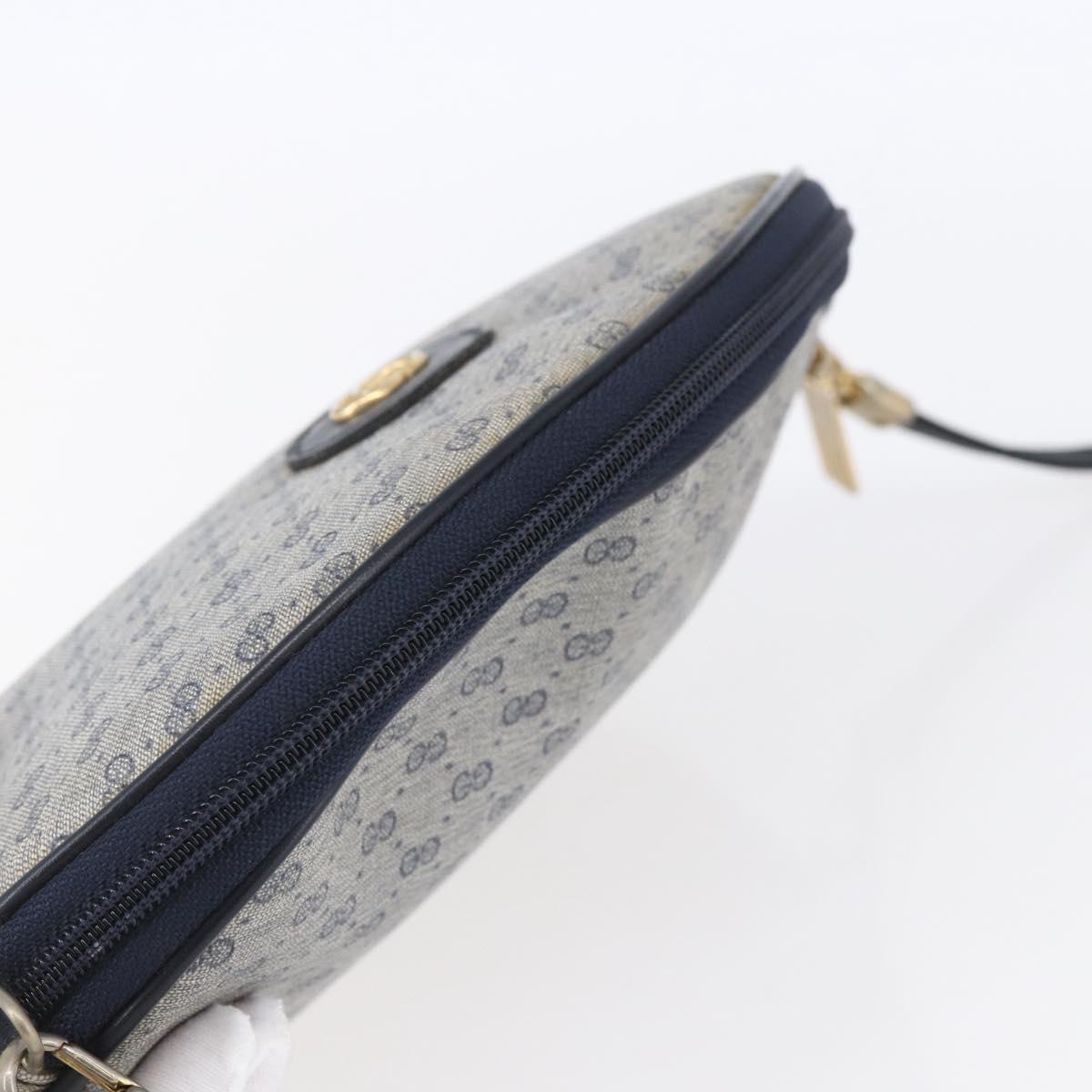 GUCCI Micro GG Supreme Shoulder Bag PVC Navy Gold Auth BA7782