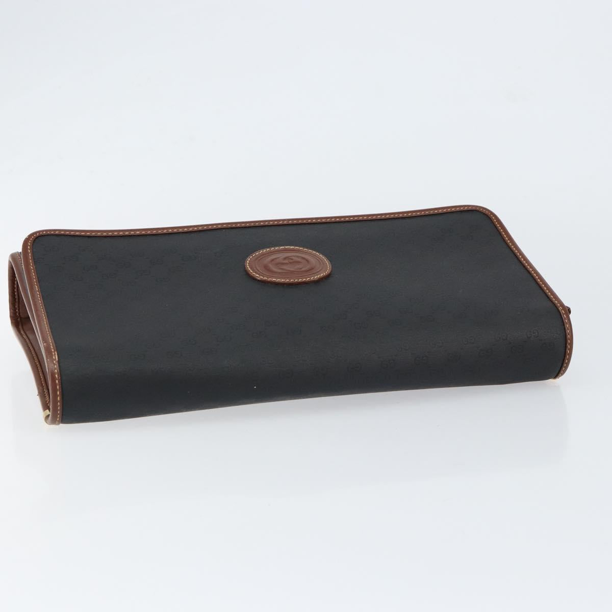 GUCCI Micro GG Supreme Shoulder Bag PVC Black Gold 004 112 0289 Auth BA7784