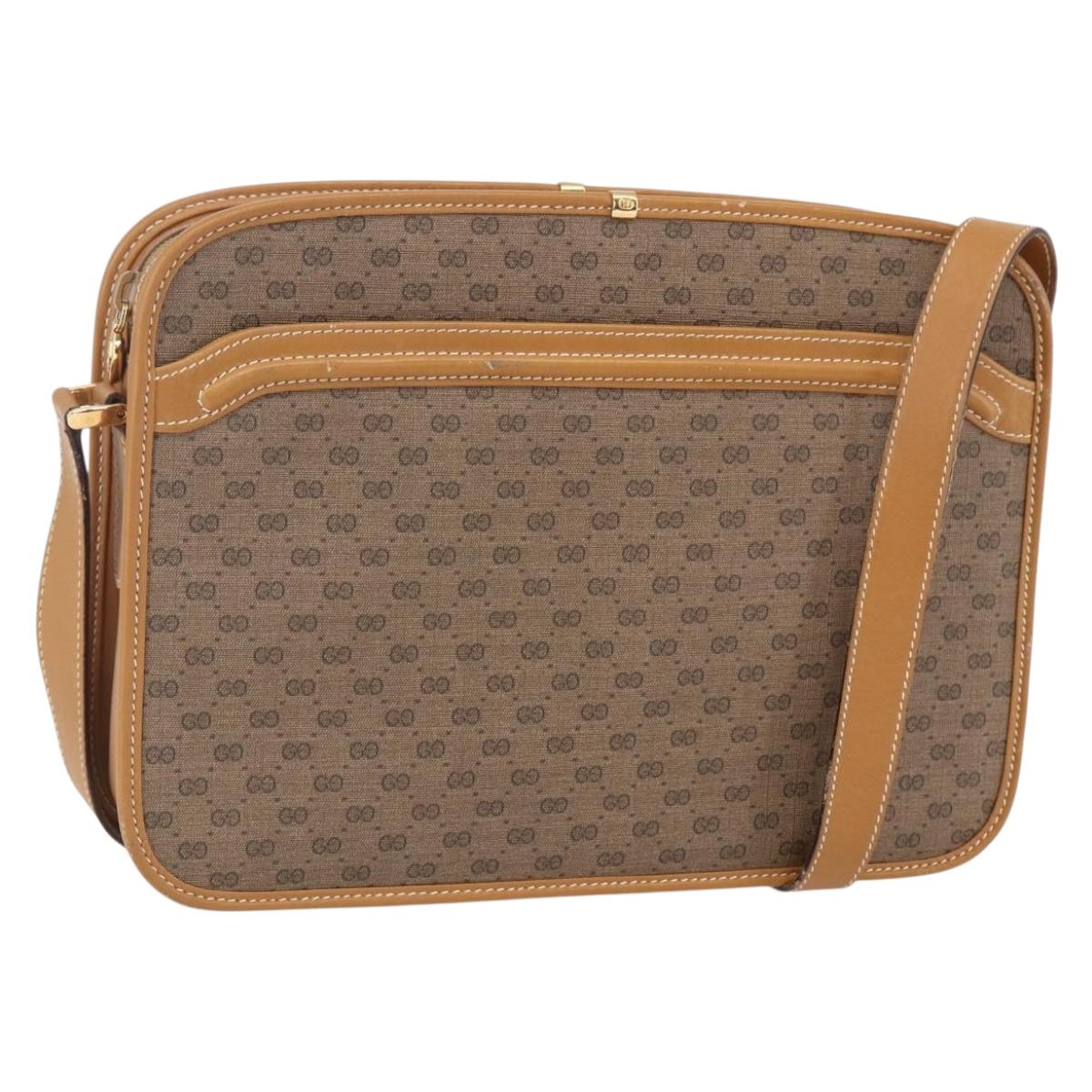 GUCCI Micro GG Supreme Shoulder Bag PVC Beige Gold 001 256 1308 Auth BA7785