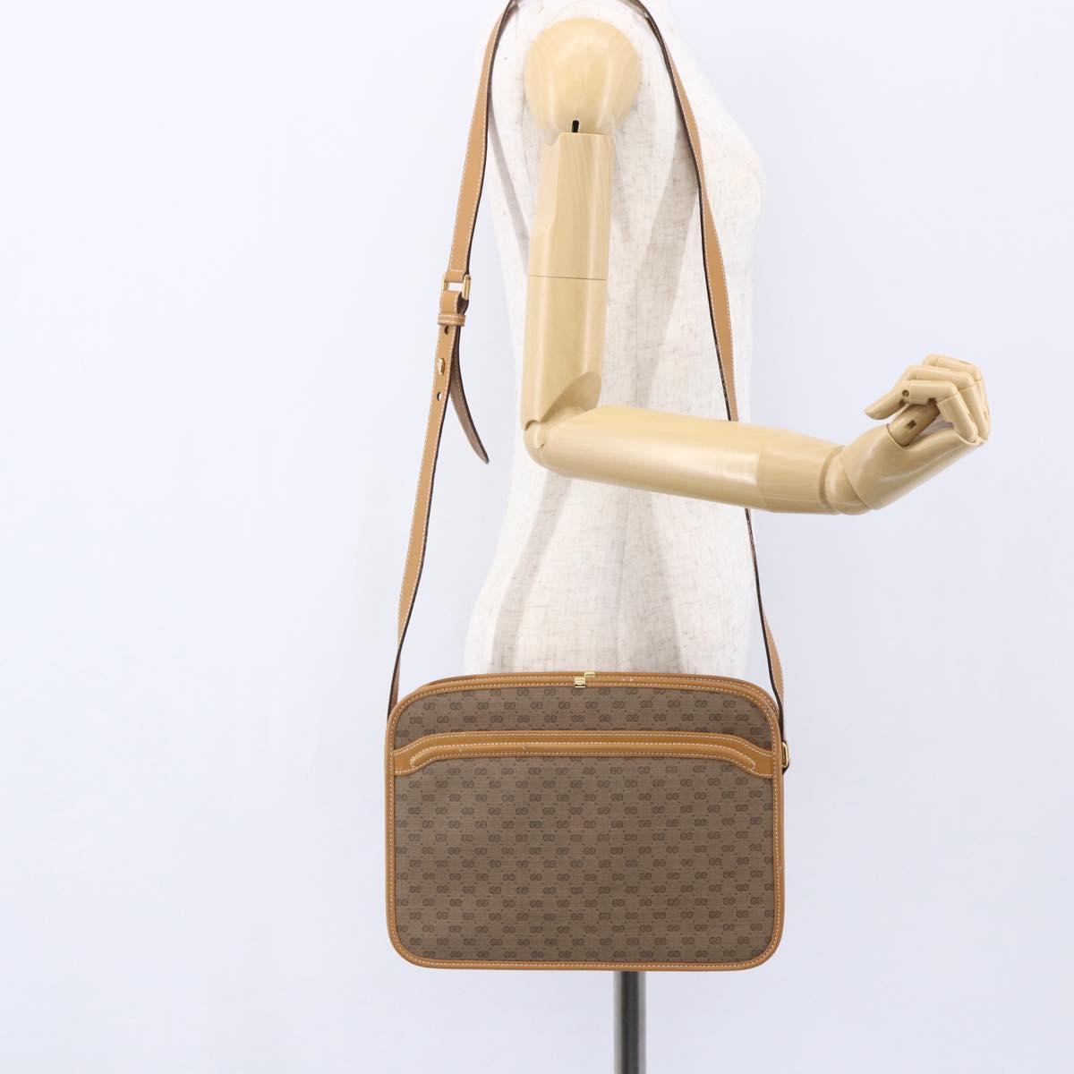 GUCCI Micro GG Supreme Shoulder Bag PVC Beige Gold 001 256 1308 Auth BA7785