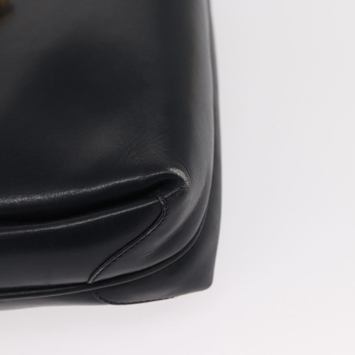 GUCCI Shoulder Bag Leather Navy Gold 406 001 2115 Auth BA7786