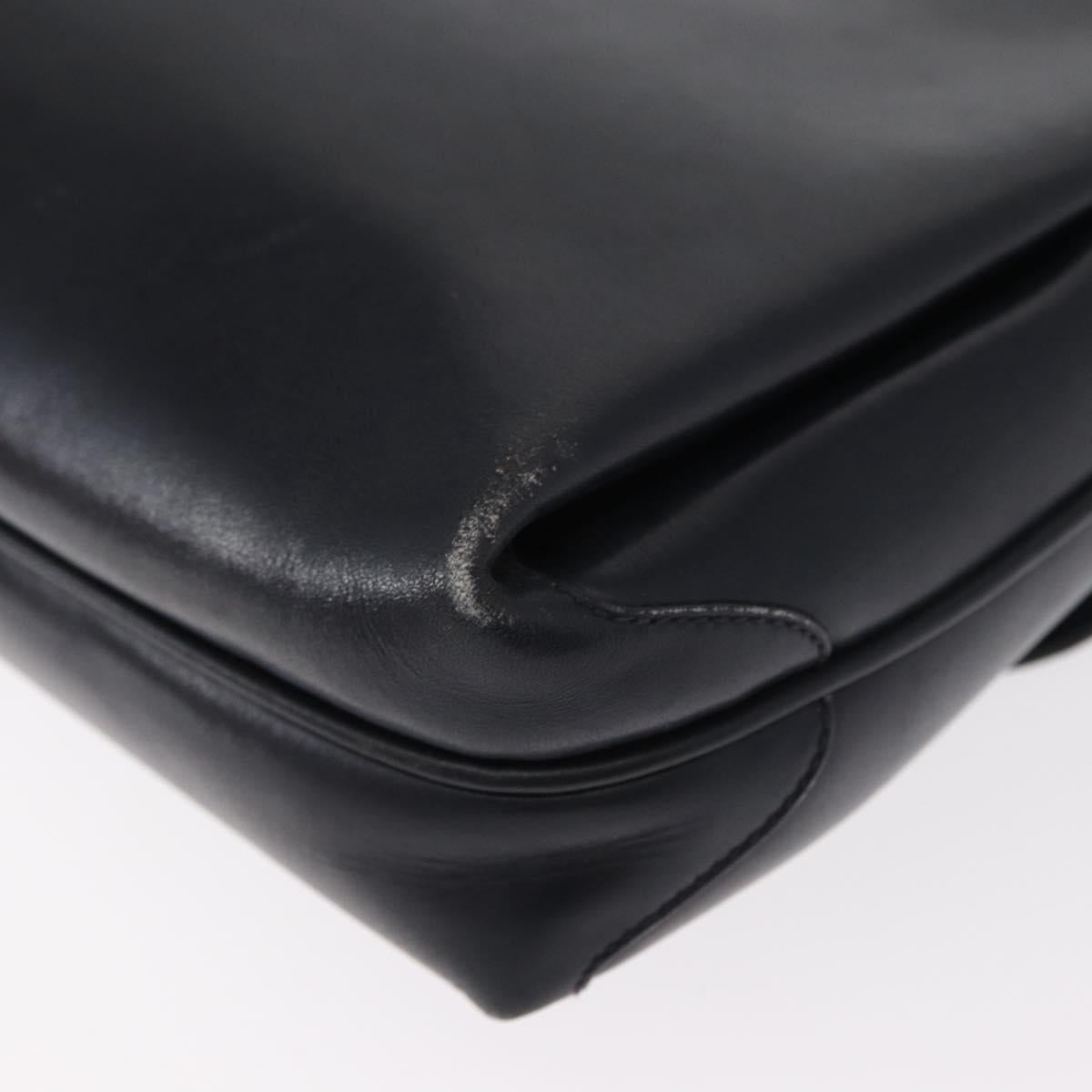 GUCCI Shoulder Bag Leather Navy Gold 406 001 2115 Auth BA7786