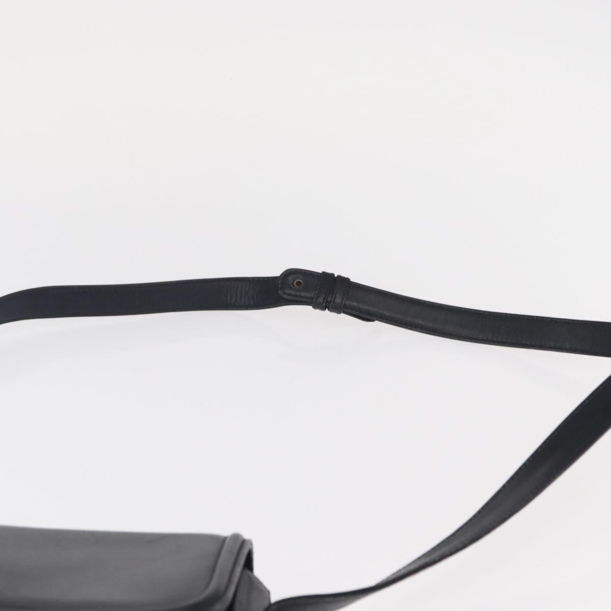 GUCCI Shoulder Bag Leather Navy Gold 406 001 2115 Auth BA7786