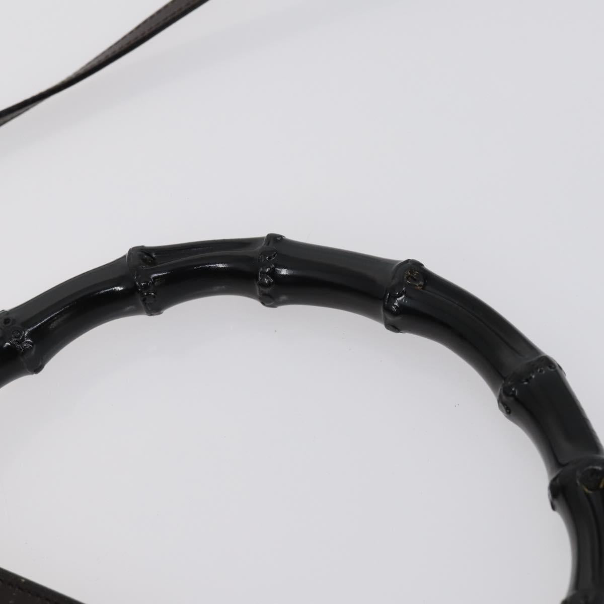 GUCCI Bamboo Hand Bag Leather 2way Brown Gold 001 1886 Auth BA7787