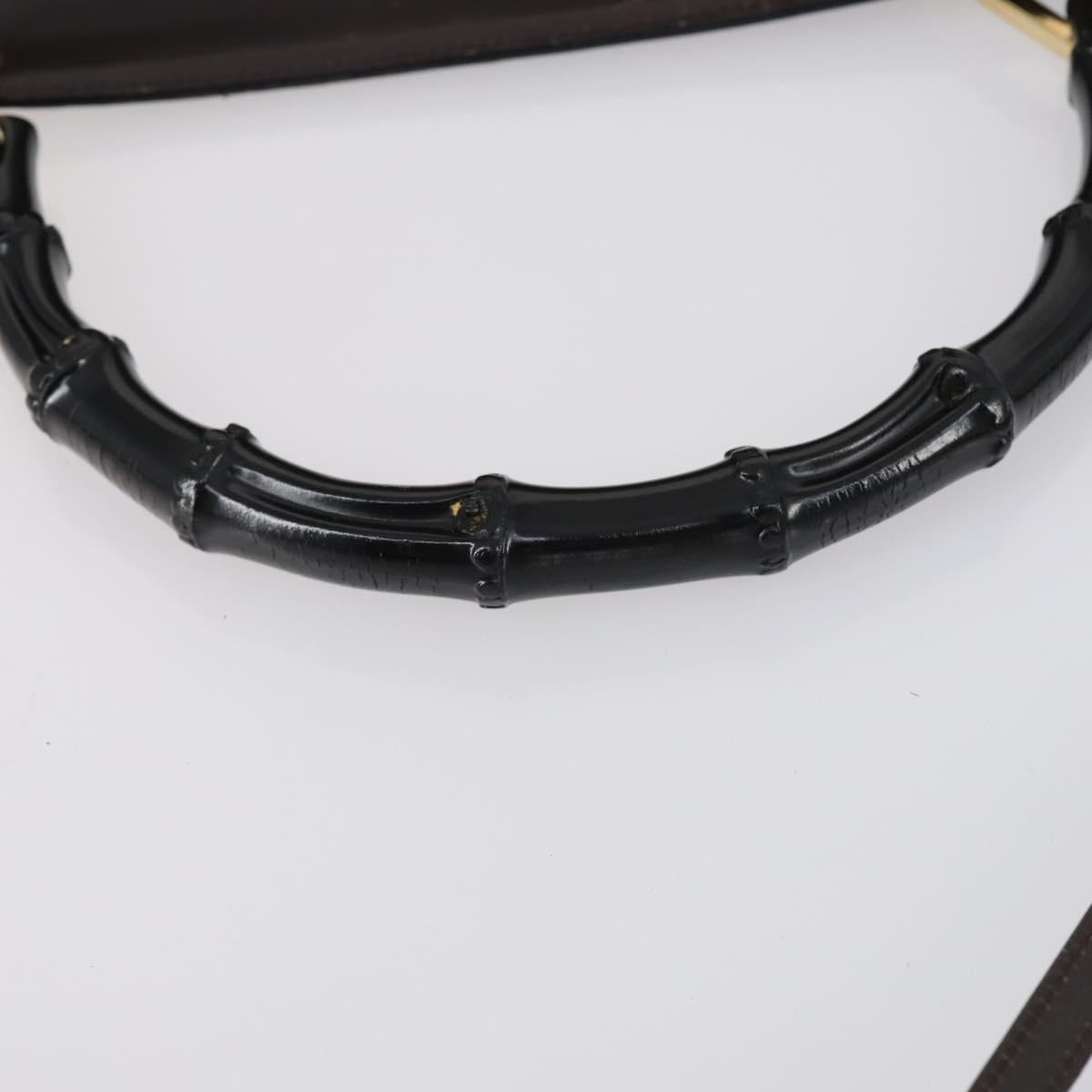 GUCCI Bamboo Hand Bag Leather 2way Brown Gold 001 1886 Auth BA7787