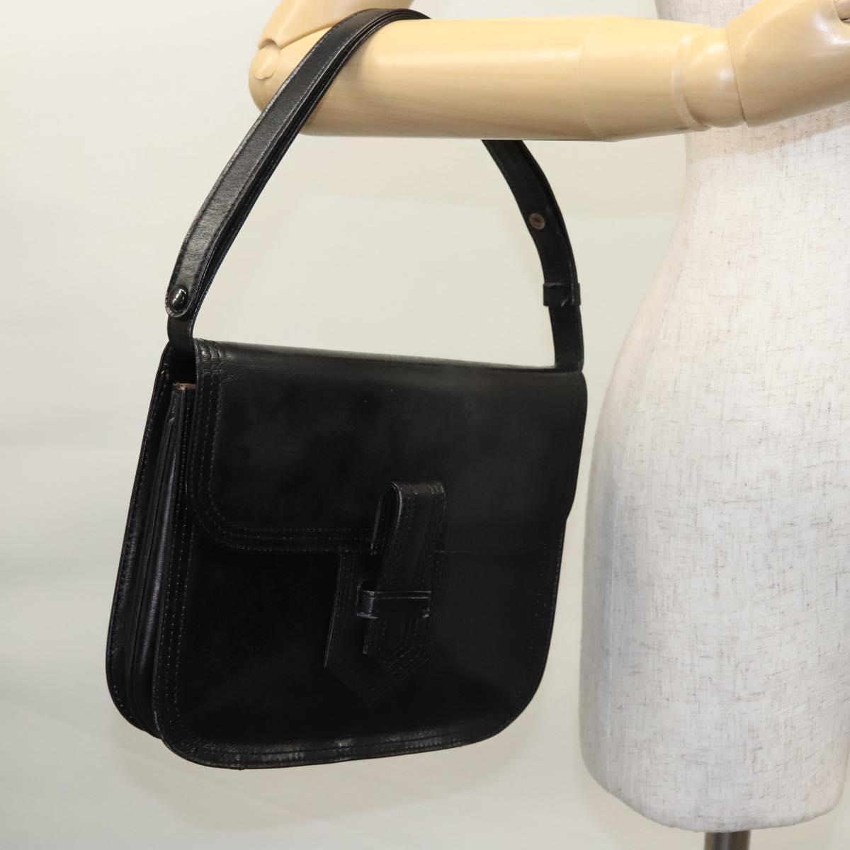 SAINT LAURENT Shoulder Bag Leather Black Auth BA779