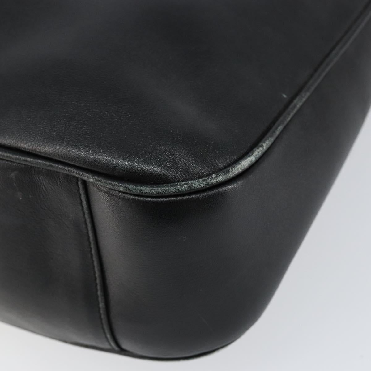 GUCCI Bamboo Hand Bag Leather Black Gold 001 0166 1638 Auth BA7790