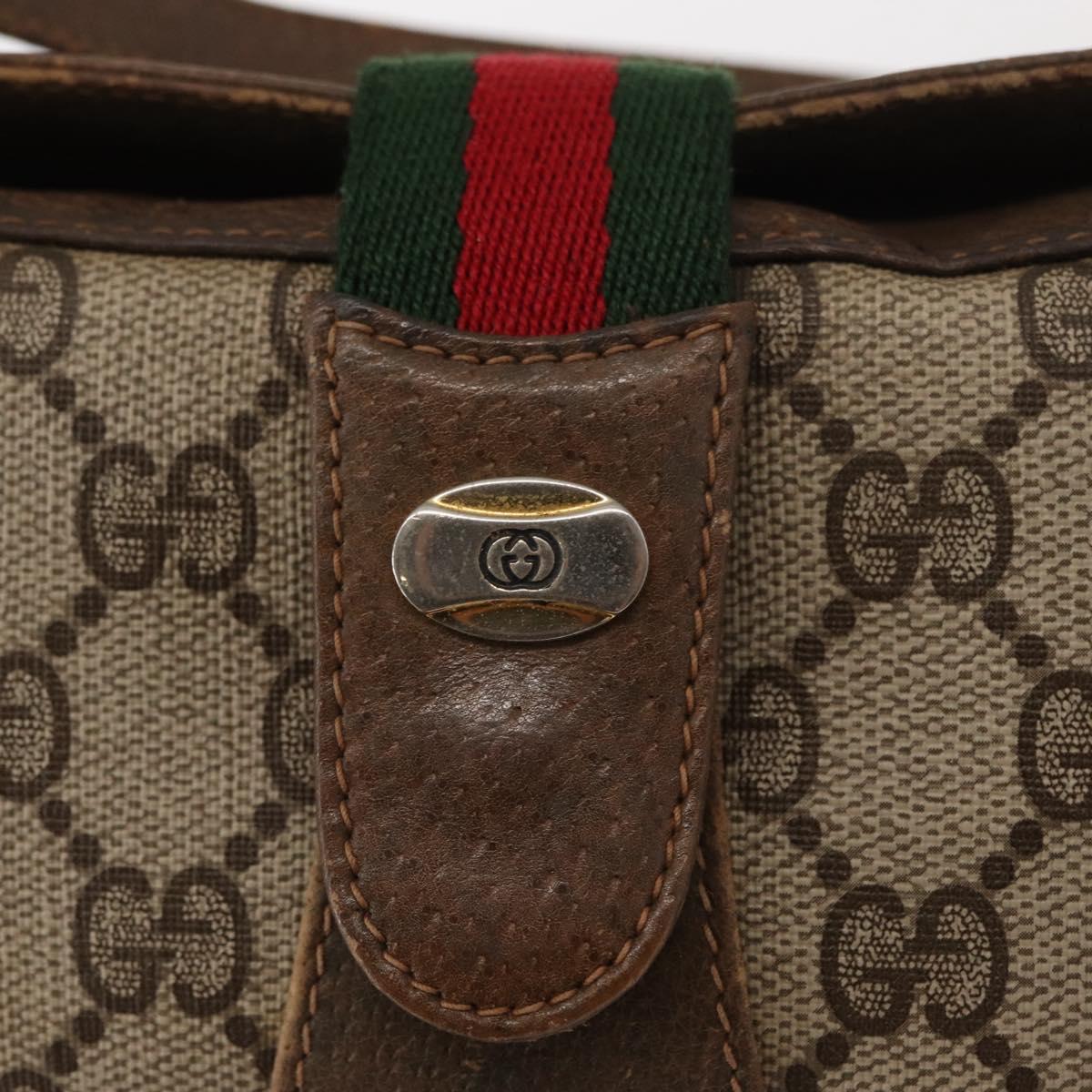 GUCCI GG Supreme Web Sherry Line Bag PVC Beige Gold 72 02 024 Auth BA7793