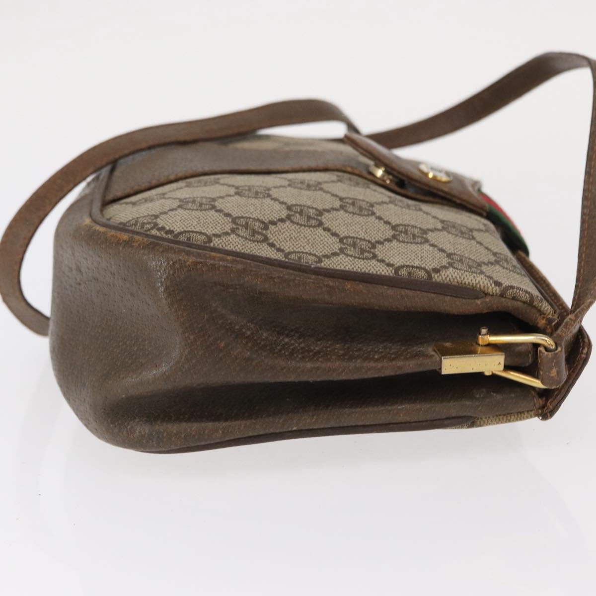 GUCCI GG Supreme Web Sherry Line Bag PVC Beige Gold 72 02 024 Auth BA7793