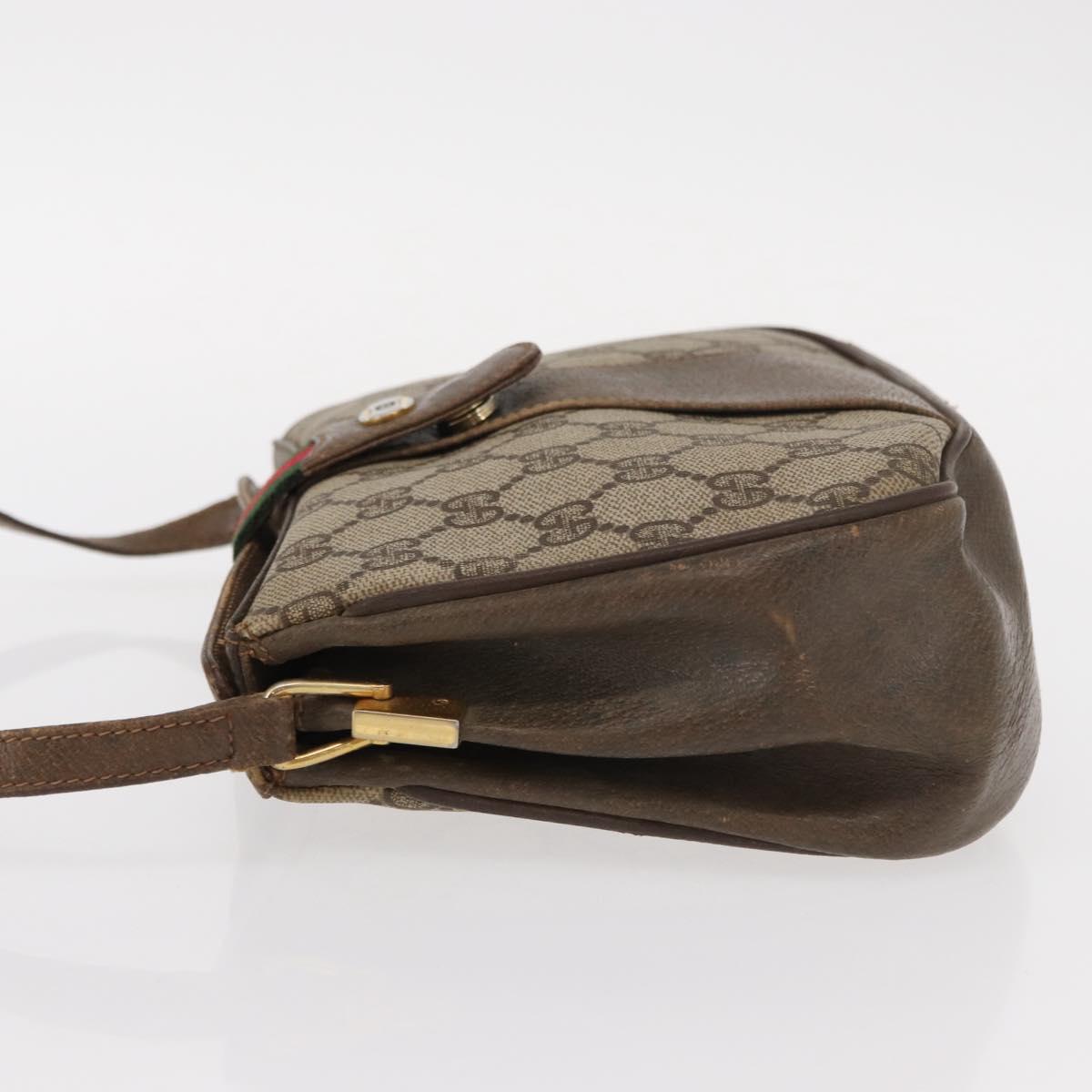 GUCCI GG Supreme Web Sherry Line Bag PVC Beige Gold 72 02 024 Auth BA7793