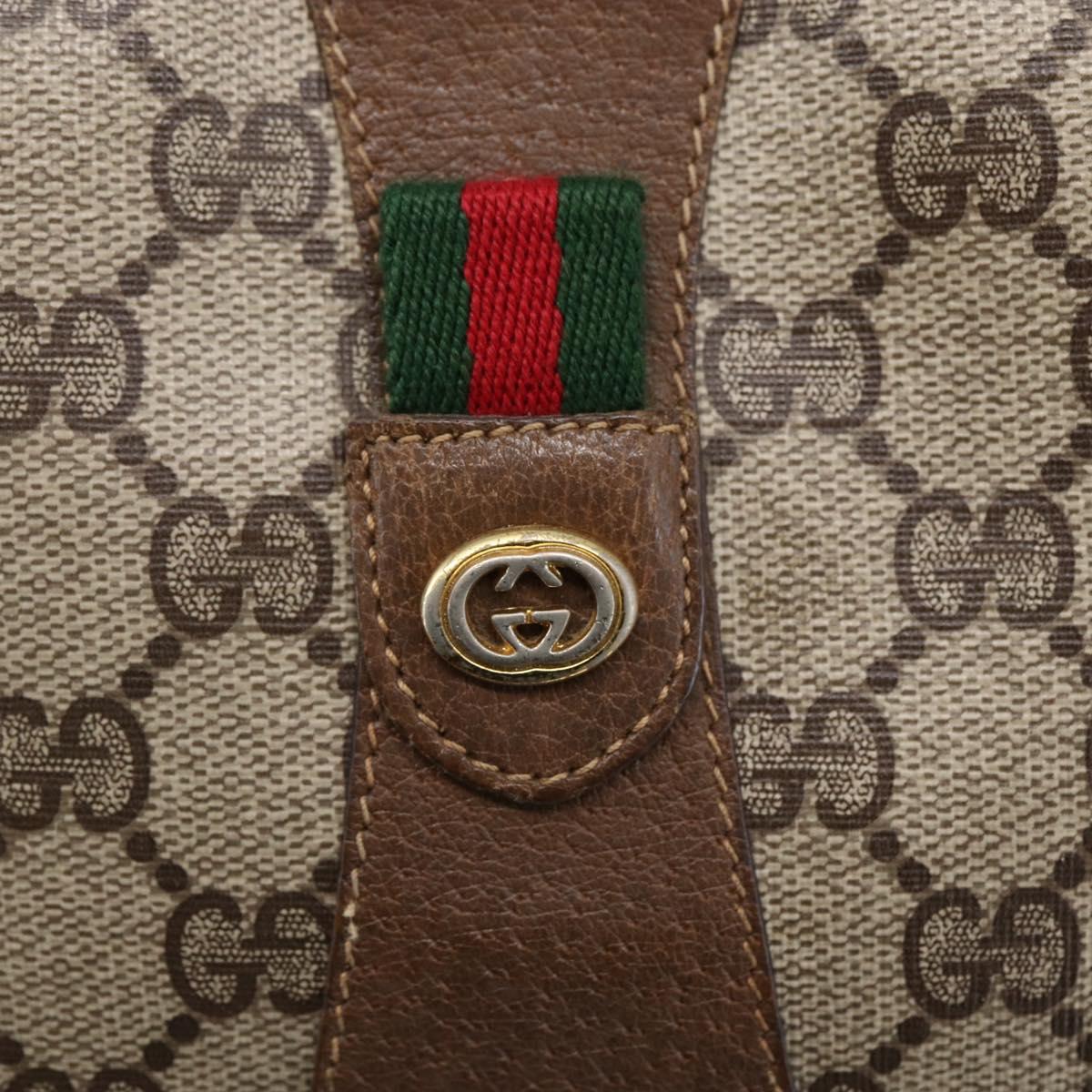 GUCCI GG Supreme Web Sherry Line Bag PVC Beige Gold Red 89 01 034 Auth BA7796