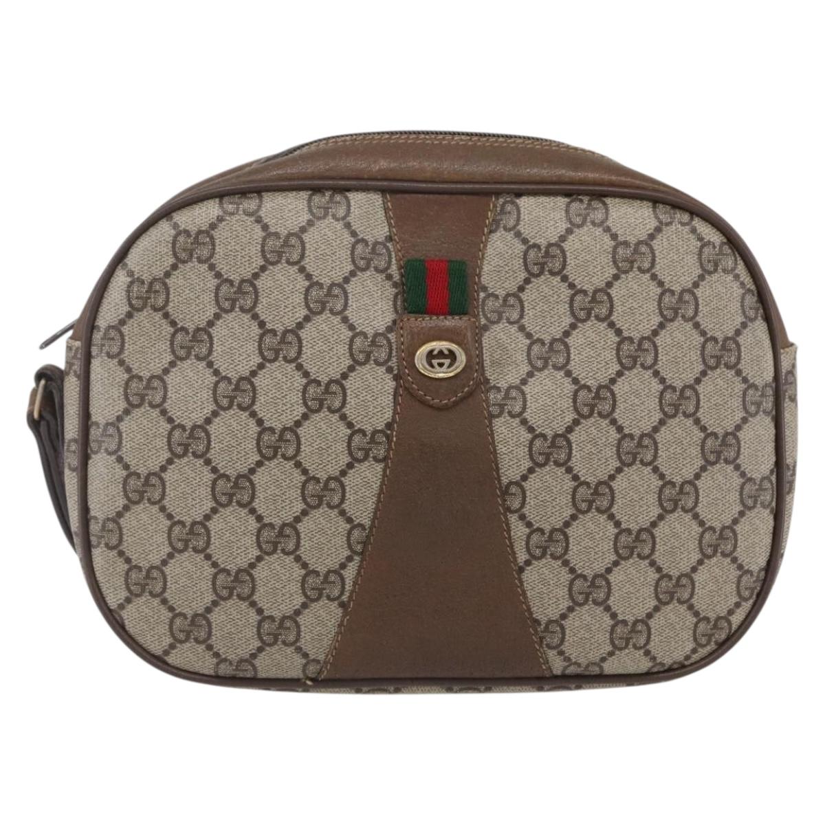 GUCCI GG Supreme Web Sherry Line Bag PVC Beige Gold Red 89 01 034 Auth BA7796