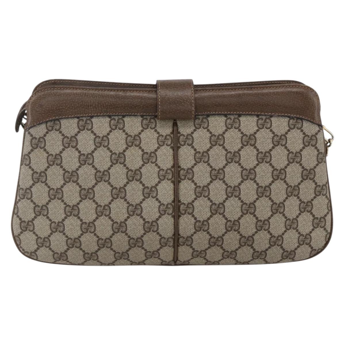 GUCCI GG Supreme Web Sherry Line Bag PVC Beige Gold Red 904 02 043 Auth BA7799