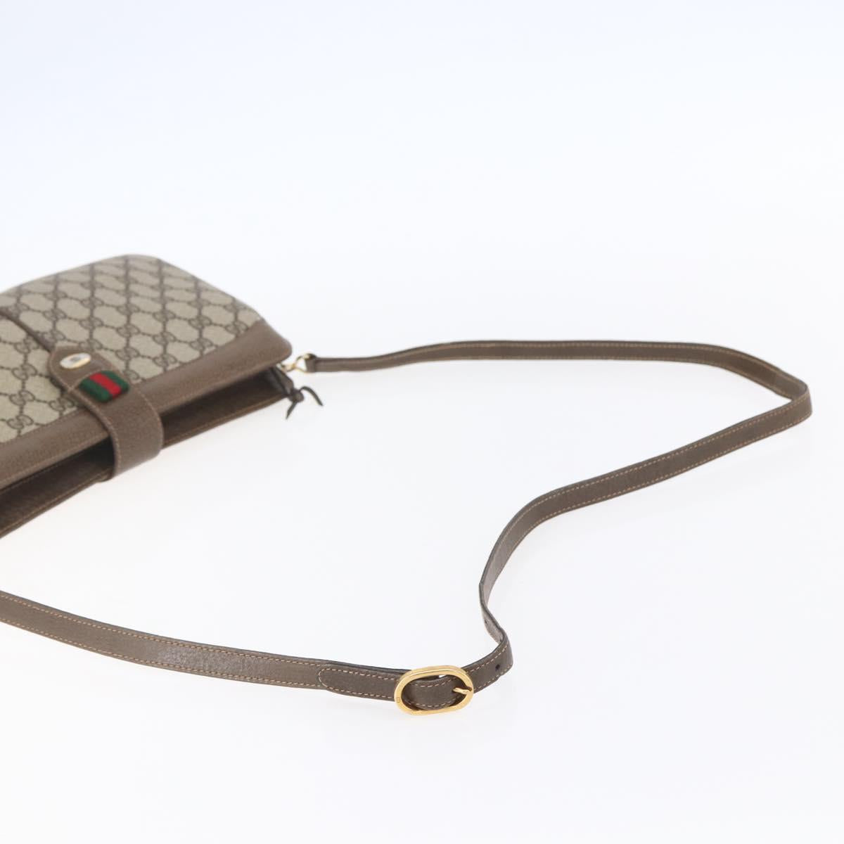 GUCCI GG Supreme Web Sherry Line Bag PVC Beige Gold Red 904 02 043 Auth BA7799