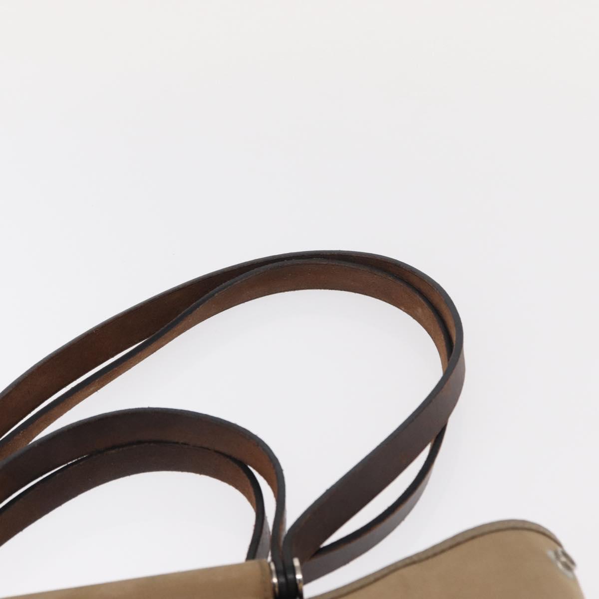 HERMES Cavac Elan PM Hand Bag Canvas Beige Silver Auth BA7802