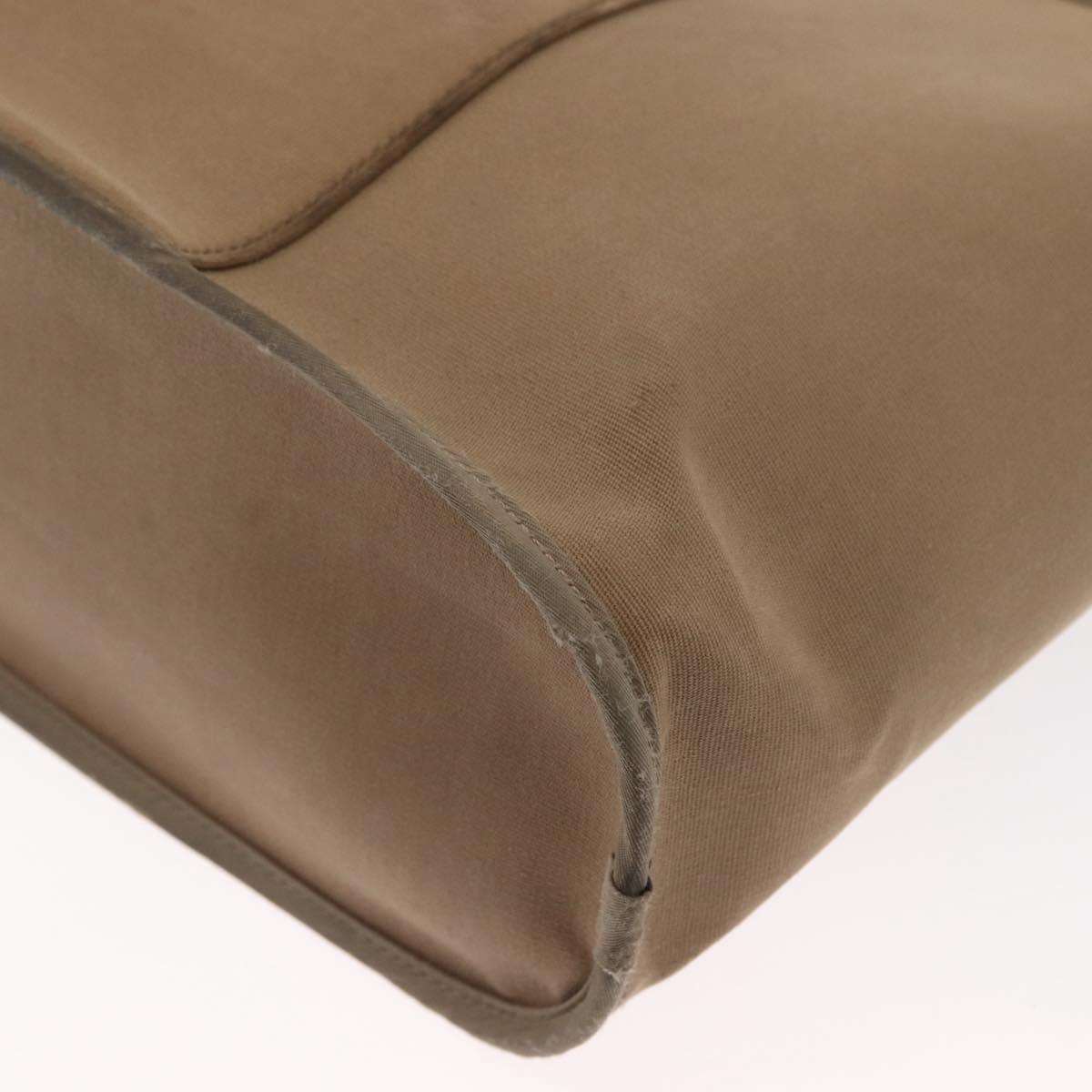 HERMES Cavac Elan PM Hand Bag Canvas Beige Silver Auth BA7802