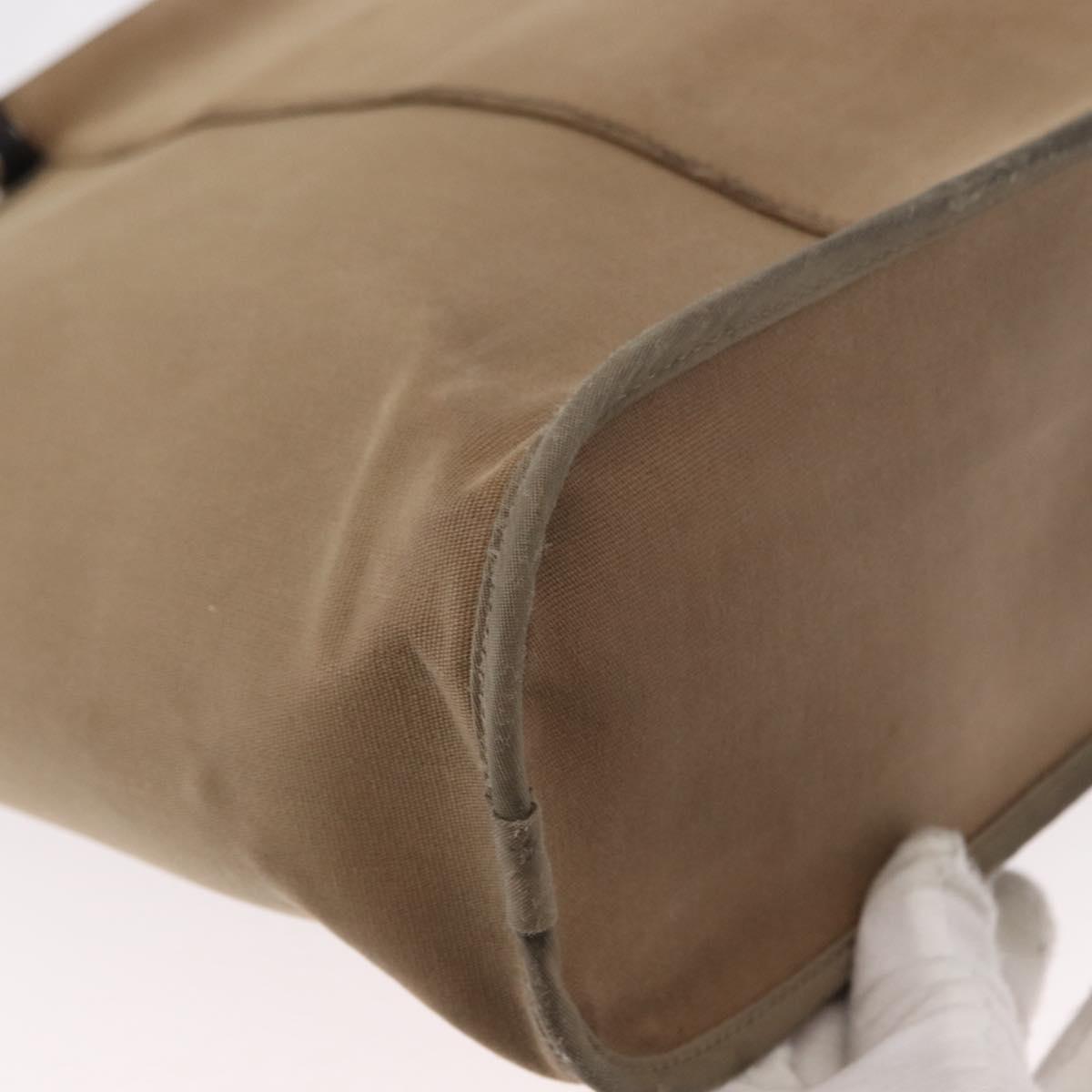 HERMES Cavac Elan PM Hand Bag Canvas Beige Silver Auth BA7802