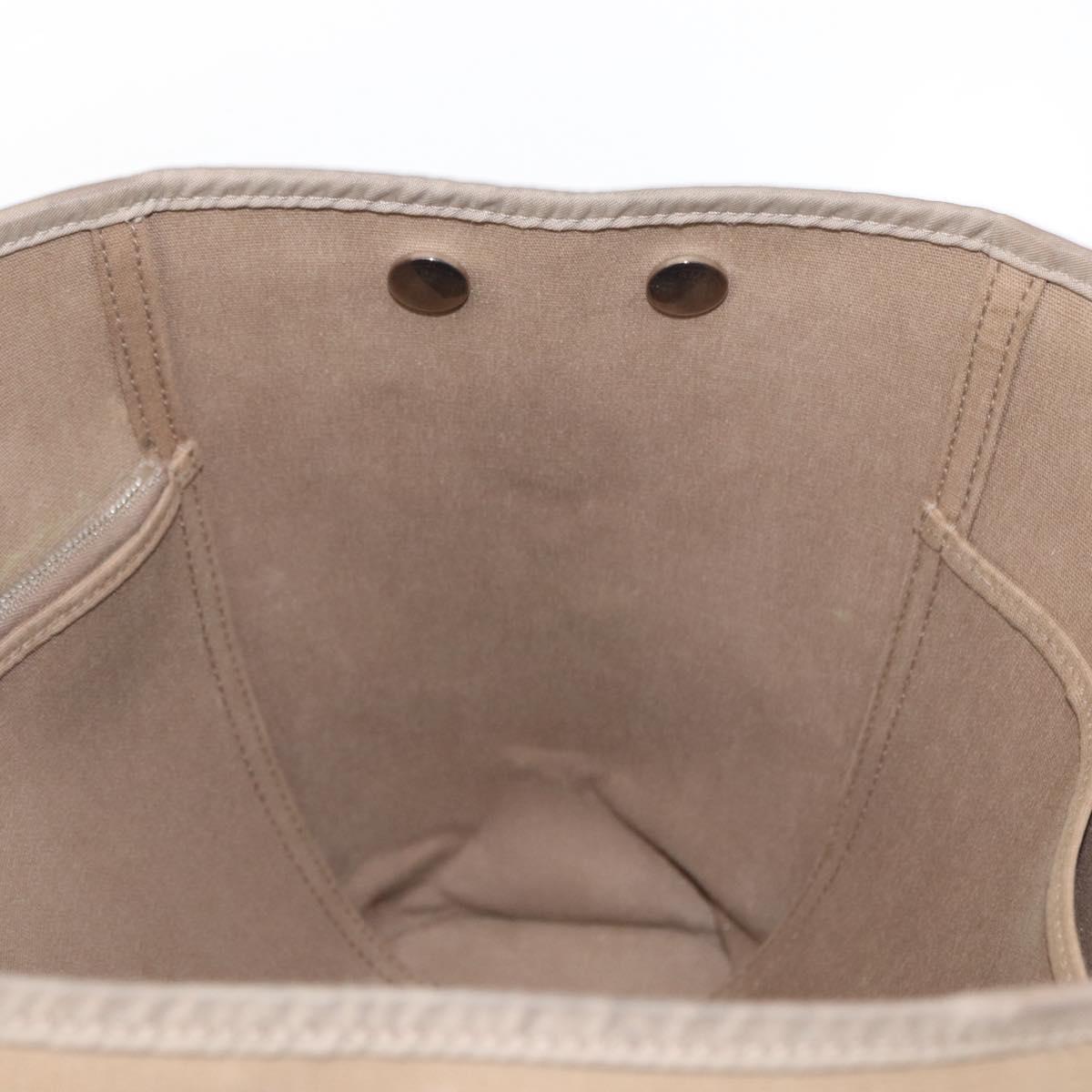 HERMES Cavac Elan PM Hand Bag Canvas Beige Silver Auth BA7802