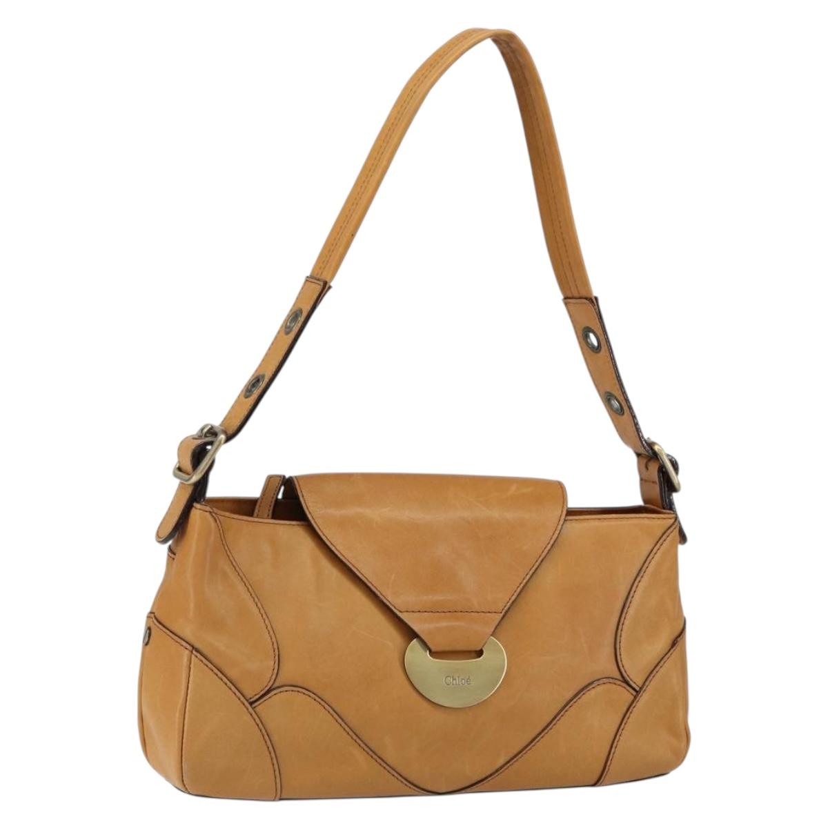 Chloe Shoulder Bag Leather Brown Gold Auth BA7803