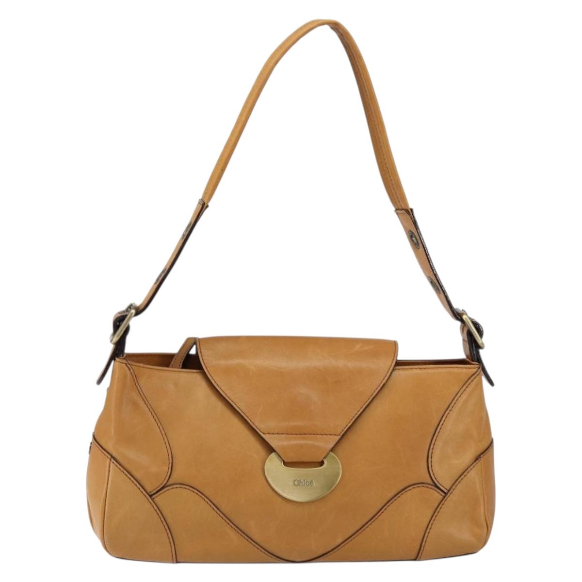 Chloe Shoulder Bag Leather Brown Gold Auth BA7803