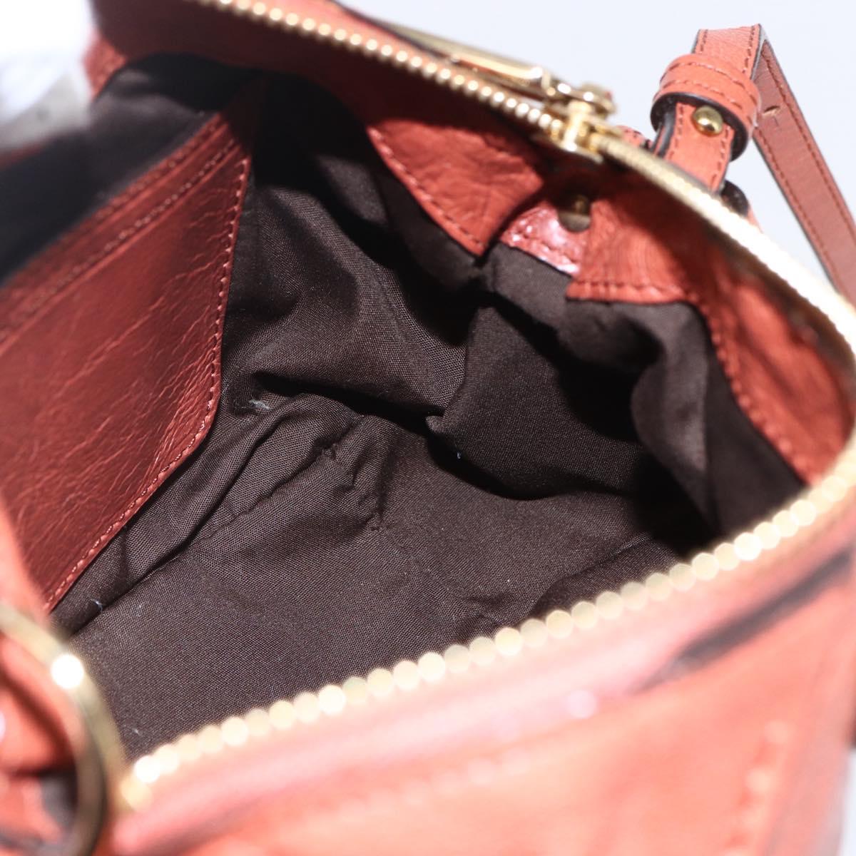 Chloe Hand Bag Leather 2way Orange Gold Auth BA7804